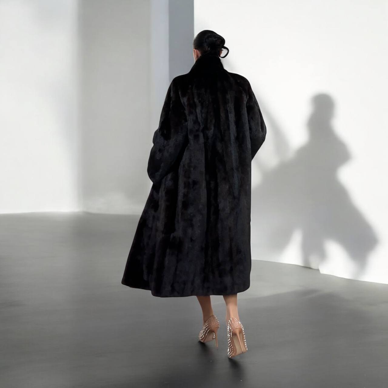 genuine real mink fur coat jacket 1109965 size XL new DARK BROWN color NEW 100%