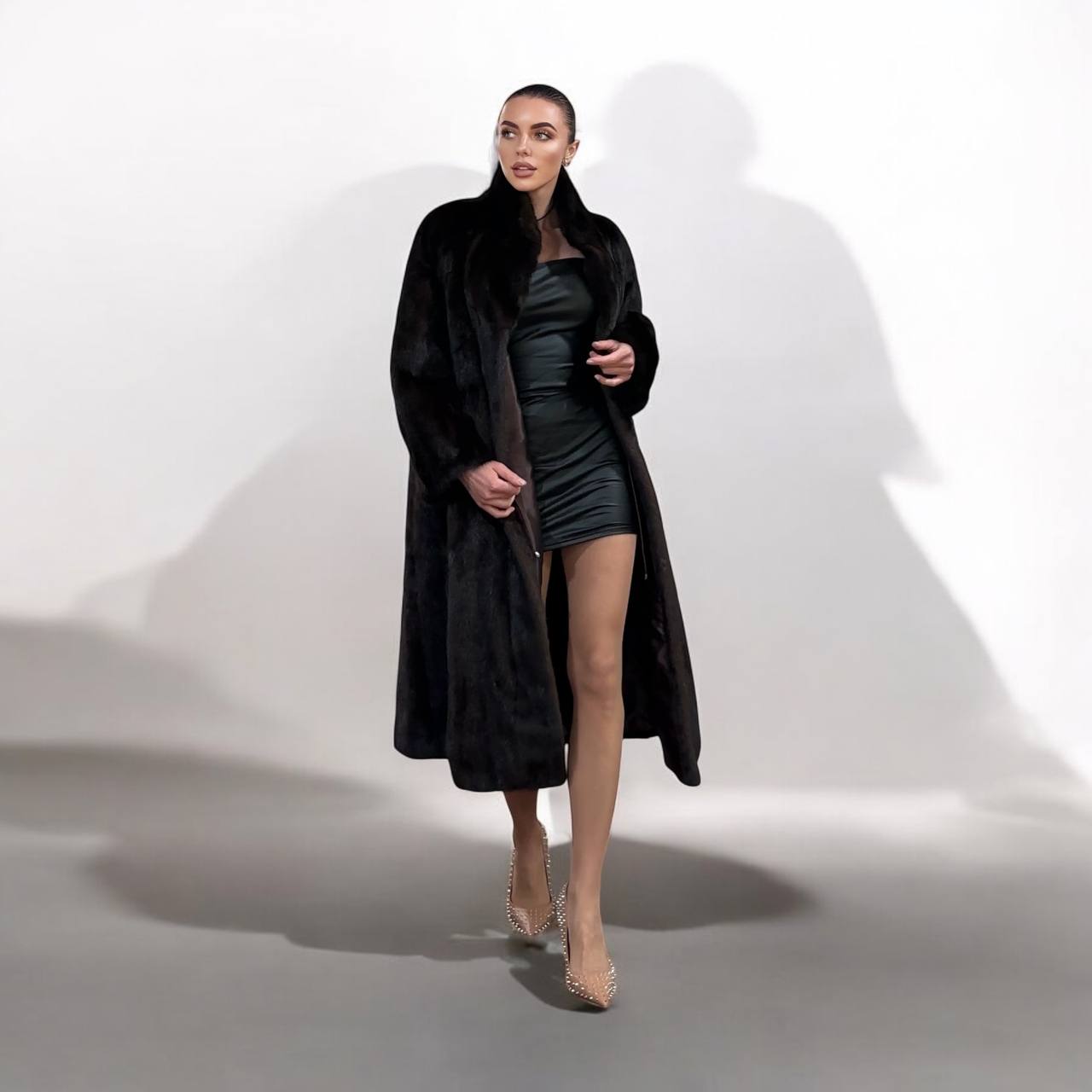 genuine real mink fur coat jacket 1109965 size XL new DARK BROWN color NEW 100%