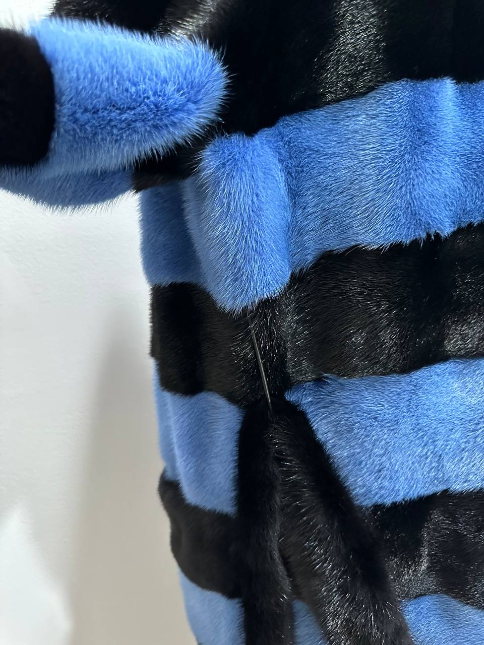 New Real MINK FUR Genuine Natural Coat Jacket BLUE Black SIZE L women 1109648