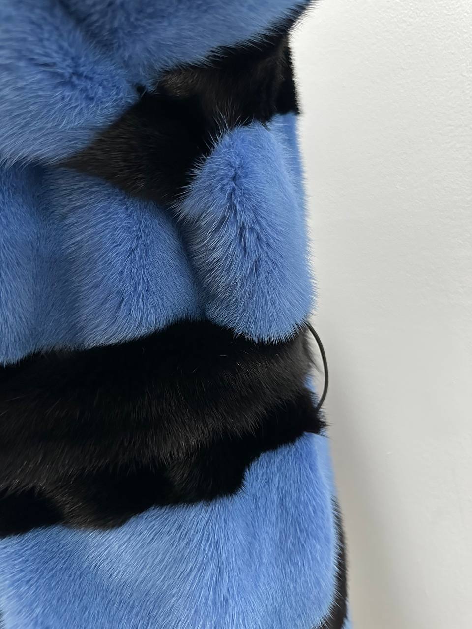 New Real MINK FUR Genuine Natural Coat Jacket BLUE Black SIZE L women 1109648