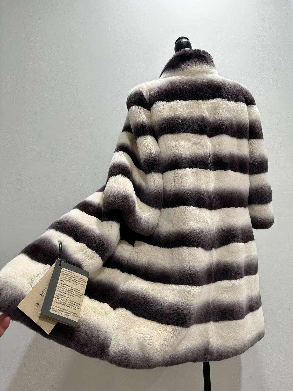 Luxury Womens Real Rex Rabbit Fur Coat Elegant Chinchilla Long size S women 1201129