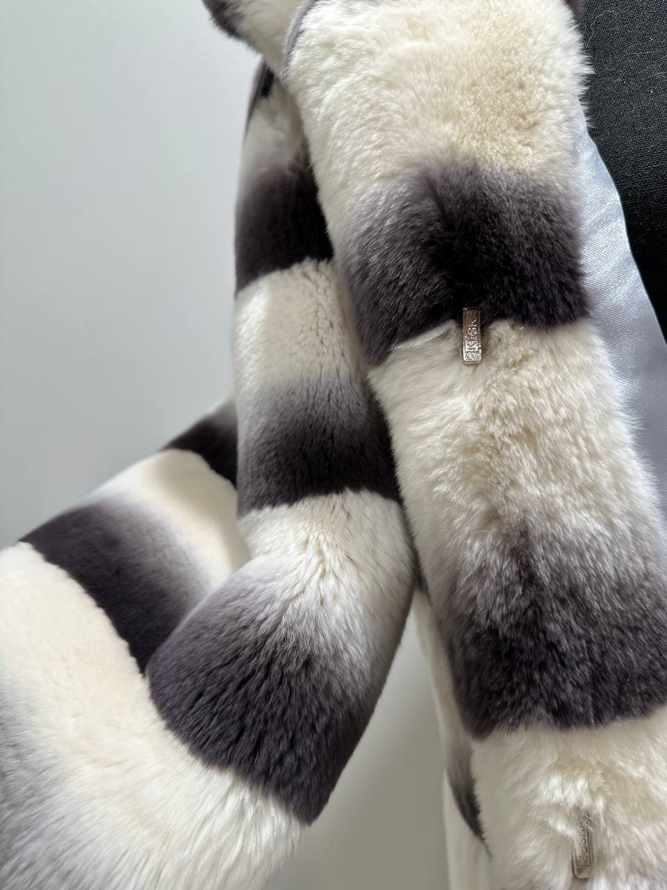 Luxury Womens Real Rex Rabbit Fur Coat Elegant Chinchilla Long size S women 1201129