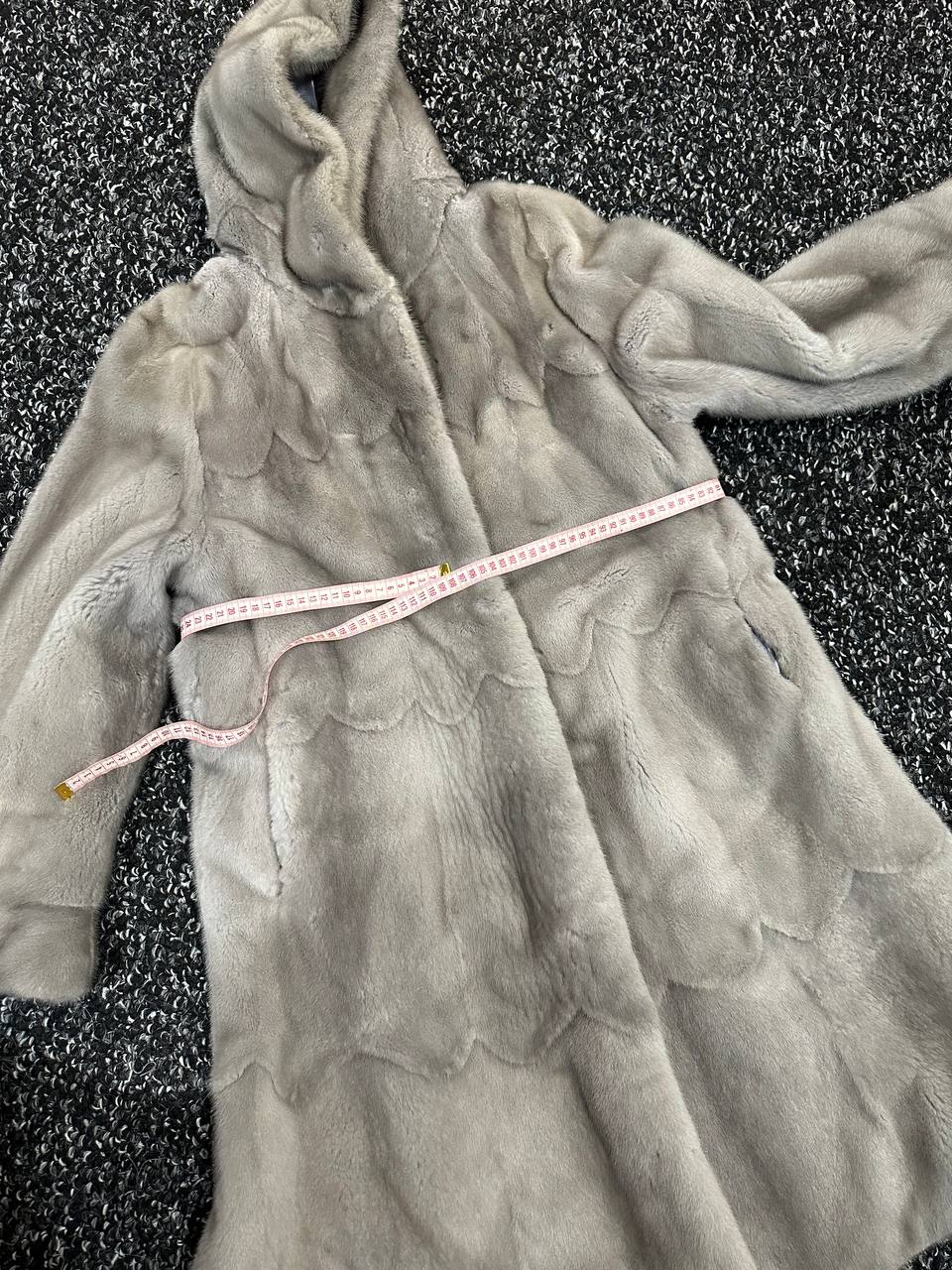 New Real Luxury Natural Mink Fur Coat with Hood Bell Silhouette Moon size M 1201131