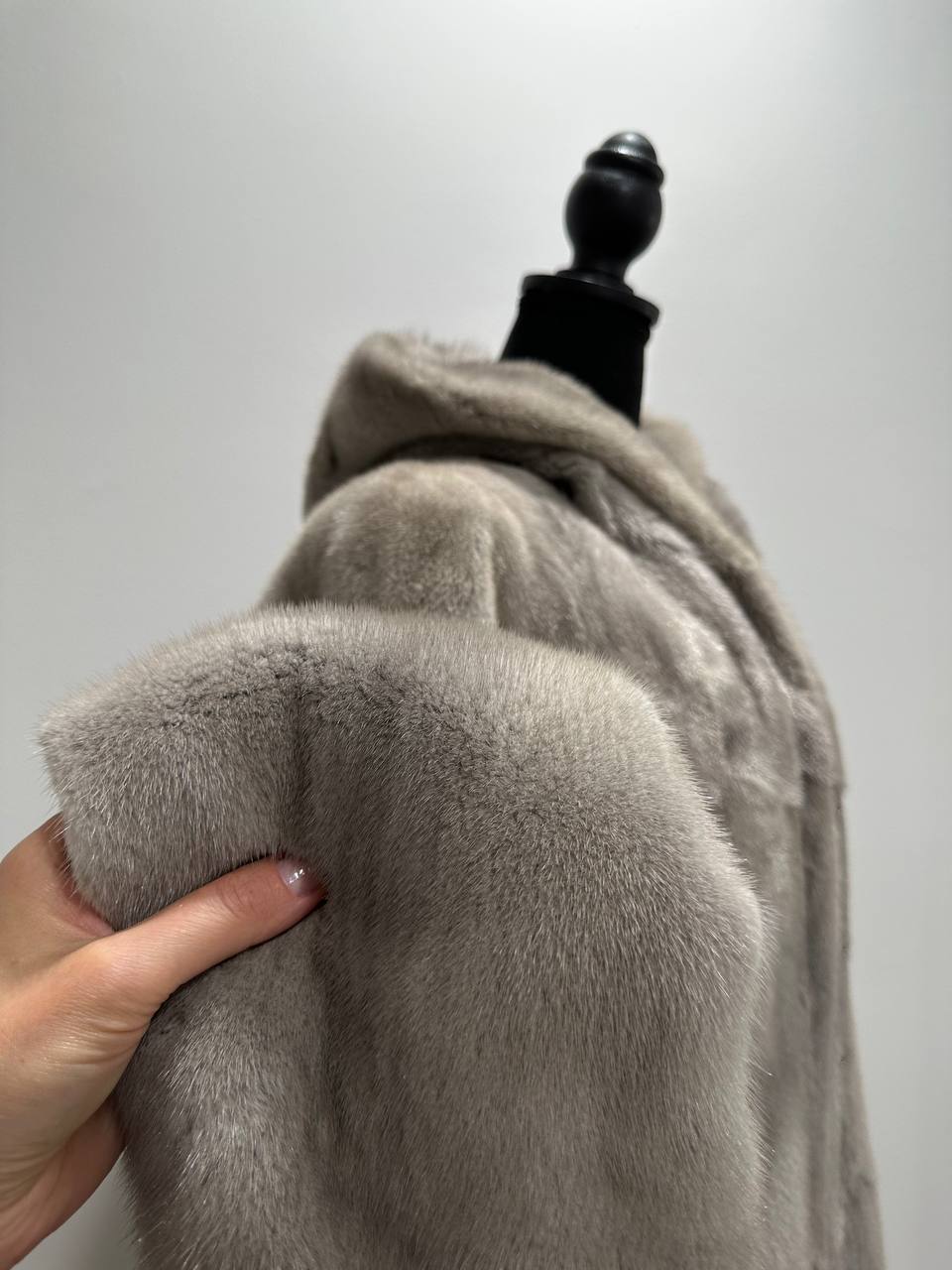 New Real Luxury Natural Mink Fur Coat with Hood Bell Silhouette Moon size M 1201131
