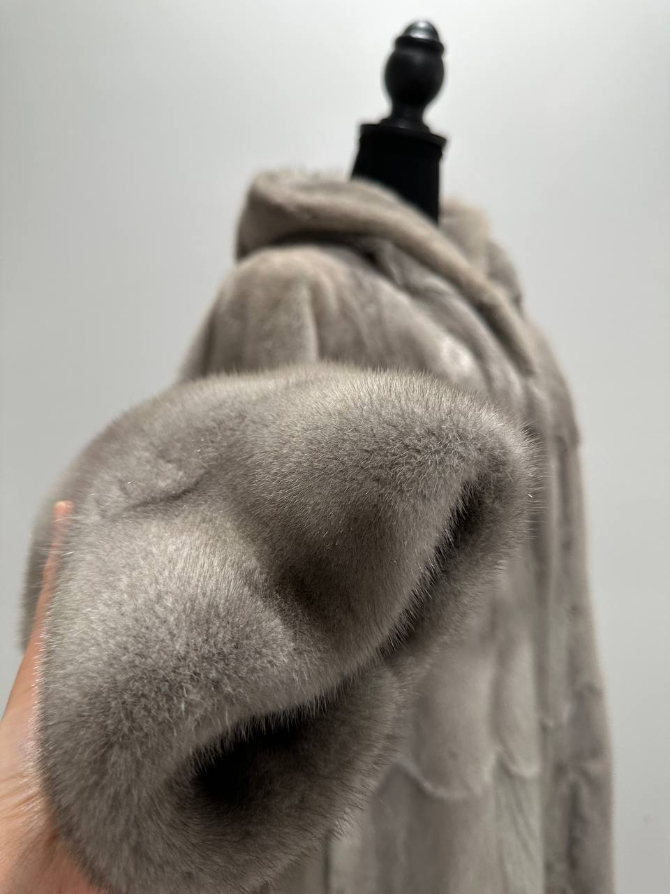New Real Luxury Natural Mink Fur Coat with Hood Bell Silhouette Moon size M 1201131