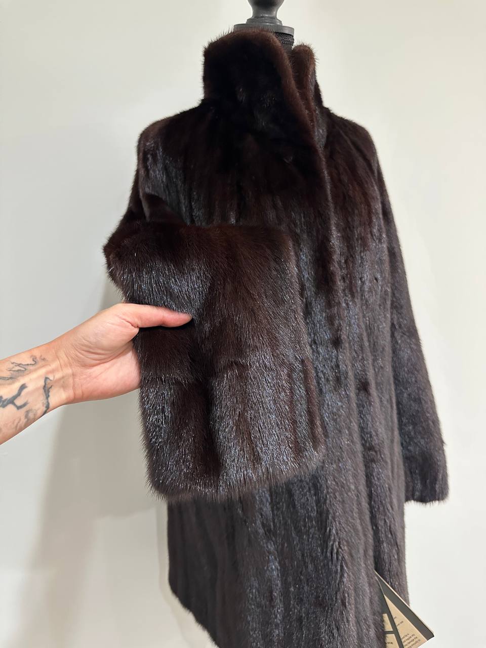 Luxury Womens Real Mink Fur jacket coat 1109828 Long genuine fur size L NEW