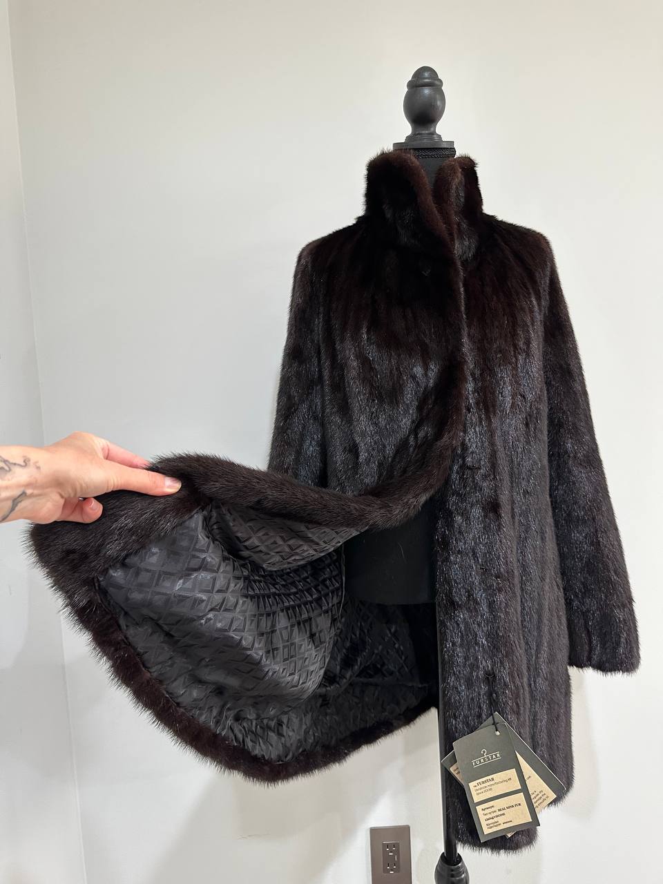 Luxury Womens Real Mink Fur jacket coat 1109828 Long genuine fur size L NEW