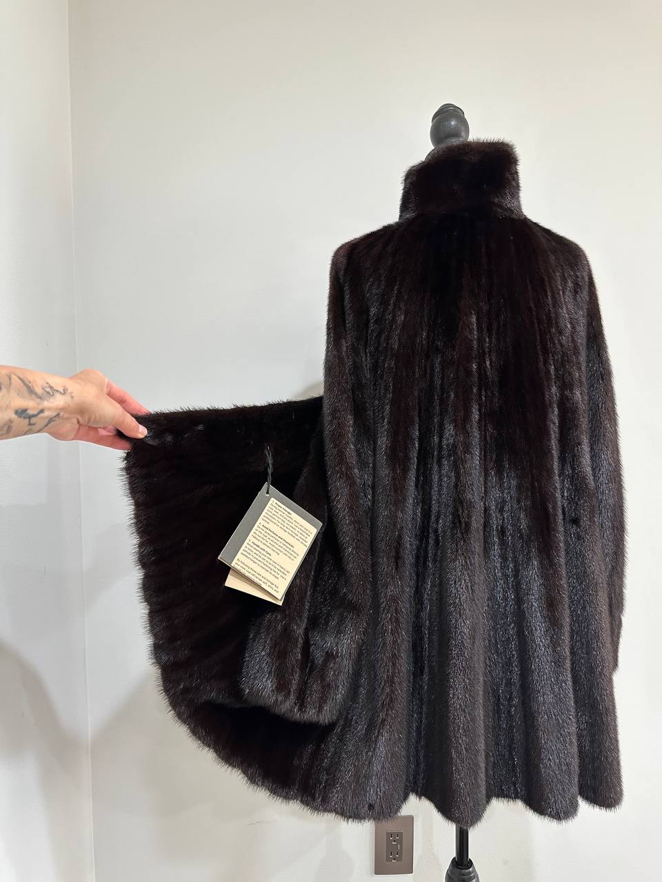 Luxury Womens Real Mink Fur jacket coat 1109828 Long genuine fur size L NEW