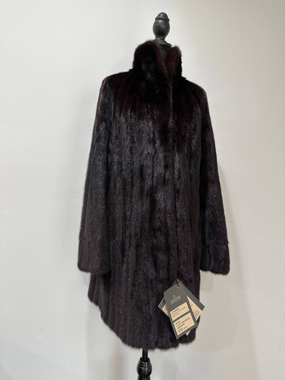 Luxury Womens Real Mink Fur jacket coat 1109828 Long genuine fur size L NEW