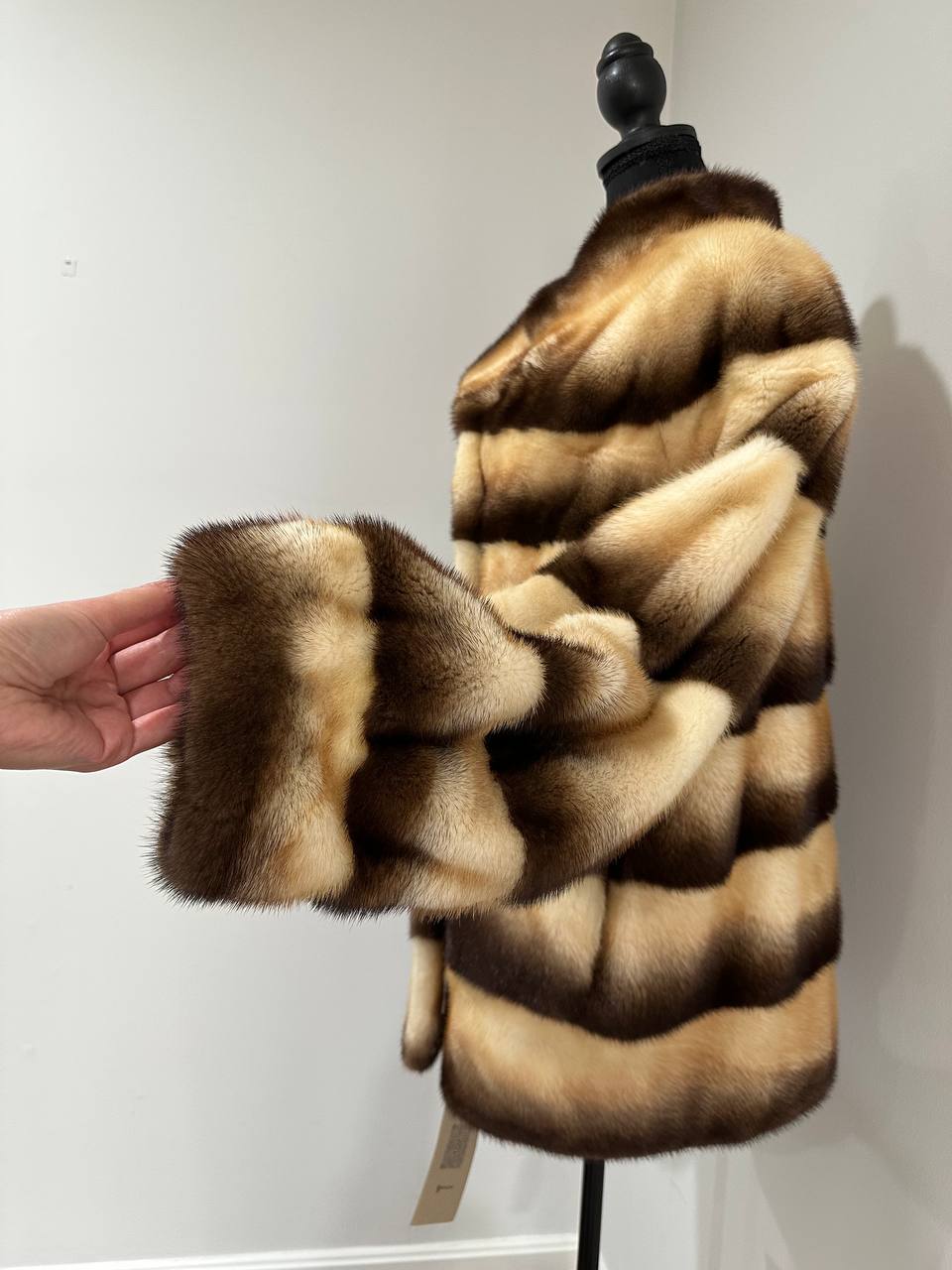 Real Mink FUR SIZE L jacket coat 1201094 genuine LUX FASHION NEW SALE Women