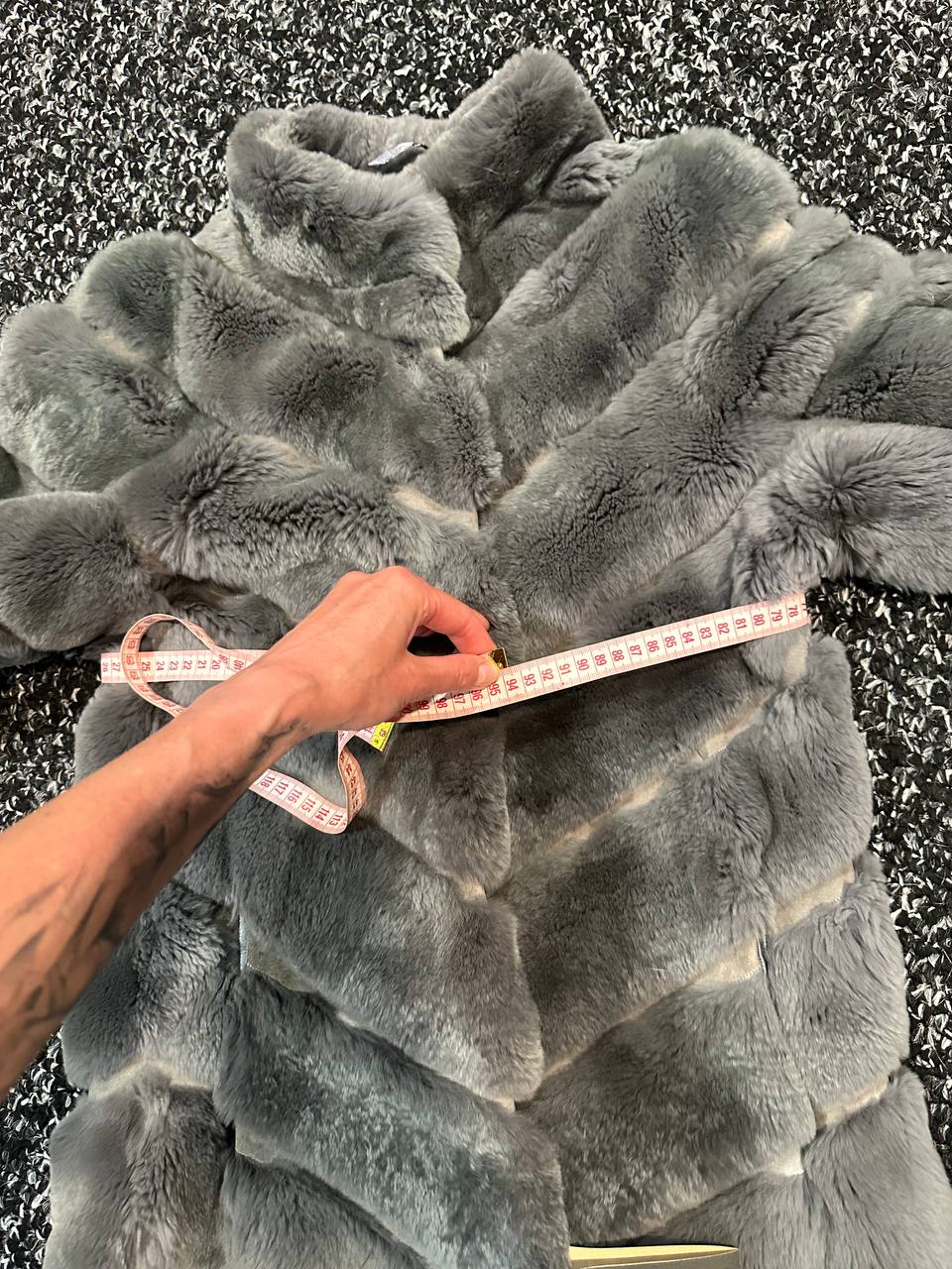 Luxury Womens Real natural Rex Rabbit Fur Coat size S women 1201135 Elegant Soft Gre