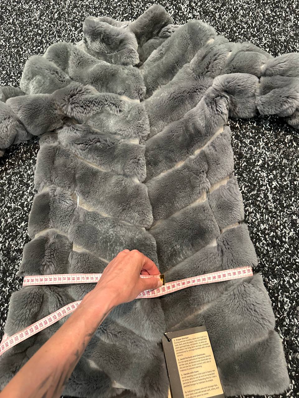 Luxury Womens Real natural Rex Rabbit Fur Coat size S women 1201135 Elegant Soft Gre