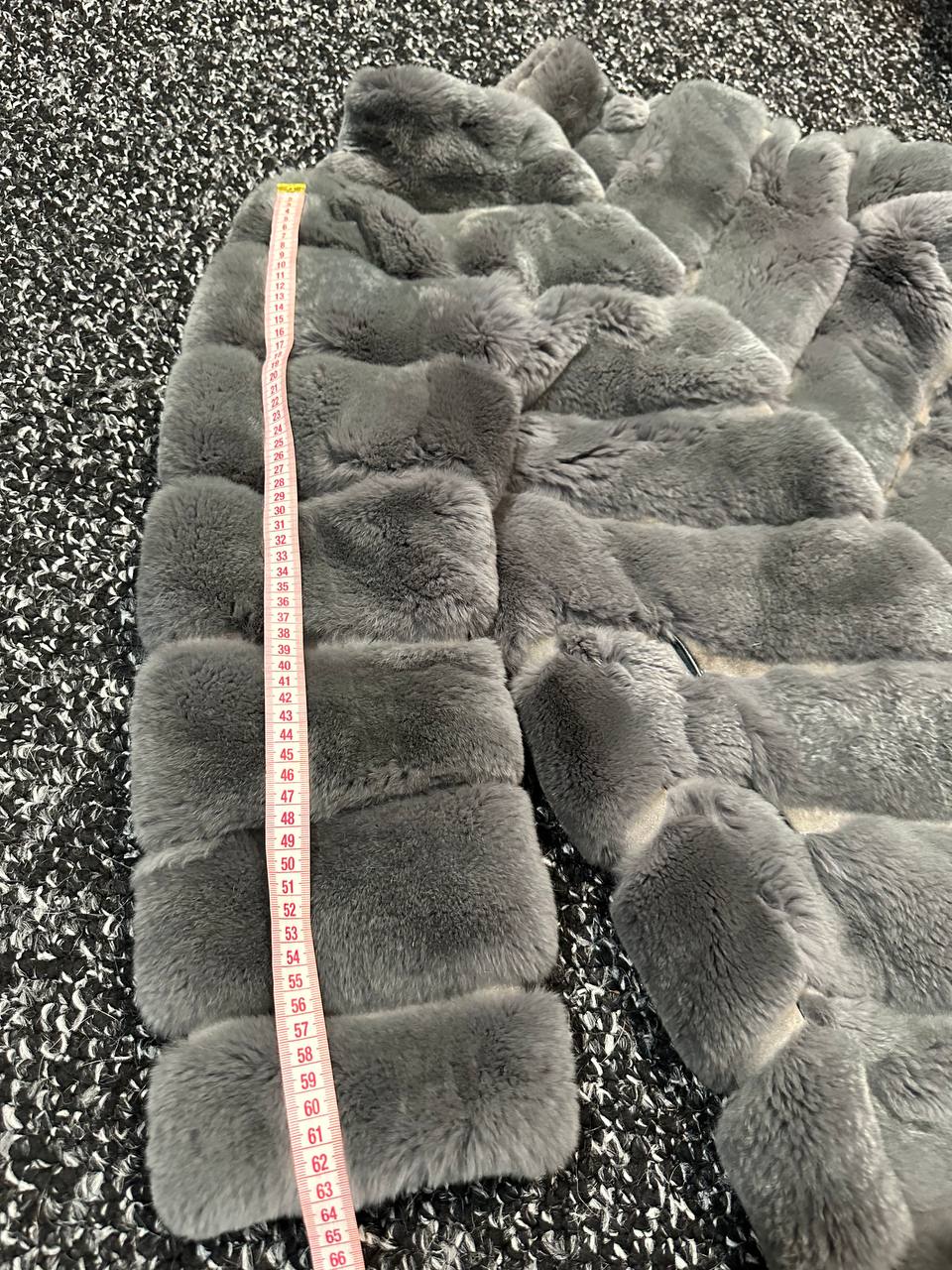 Luxury Womens Real natural Rex Rabbit Fur Coat size S women 1201135 Elegant Soft Gre
