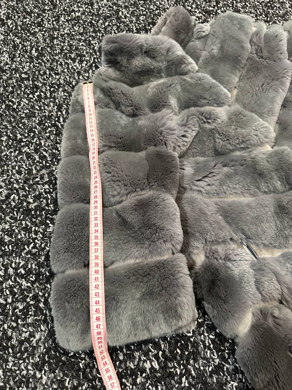 Luxury Womens Real natural Rex Rabbit Fur Coat size S women 1201135 Elegant Soft Gre