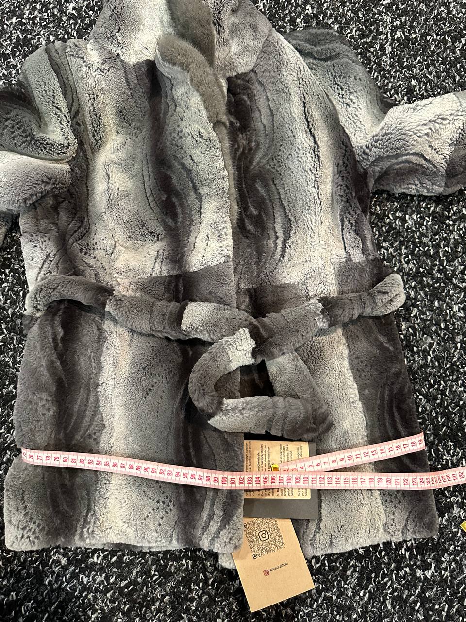 Stunning Karakul Astrakhan Fur Jacket M size with Mink Fur Details 1201134 GREY