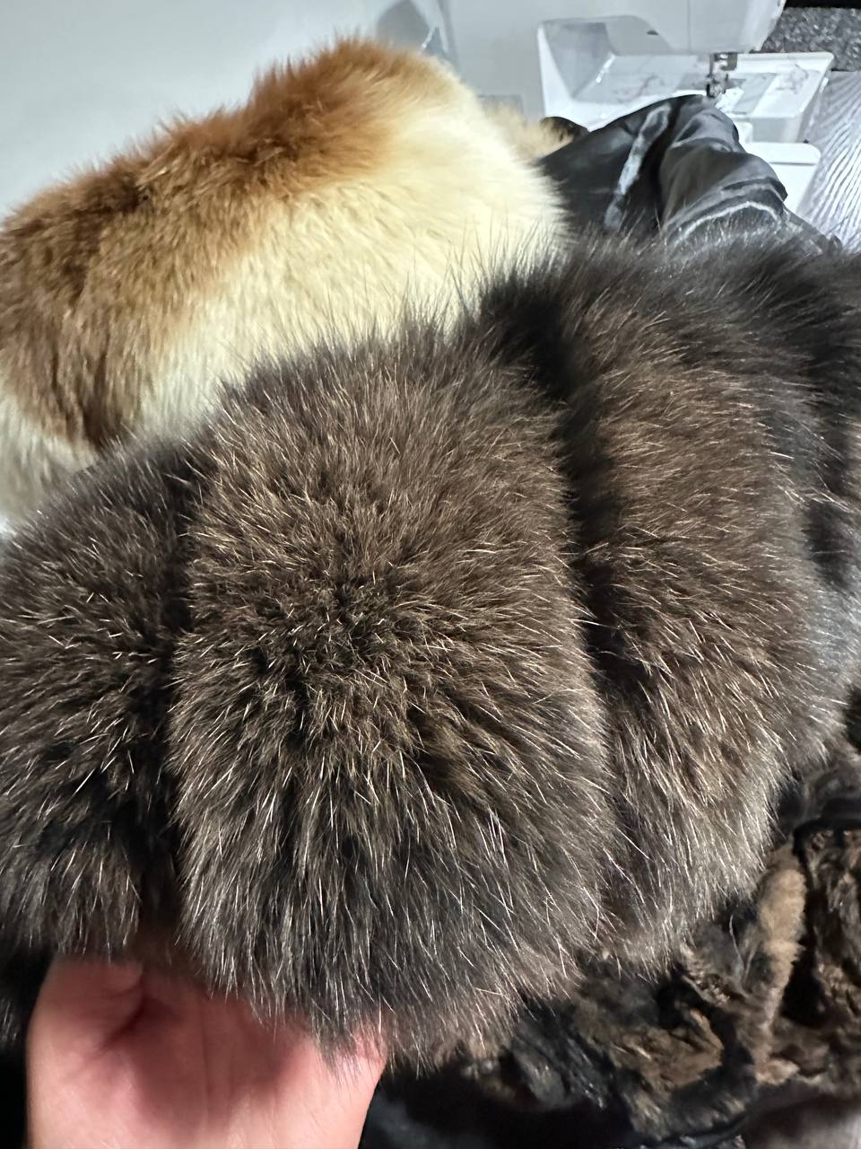 Karakul Fur Coat Natural dyed arctic FOX Collar size M 1201132 New Exclusive Design