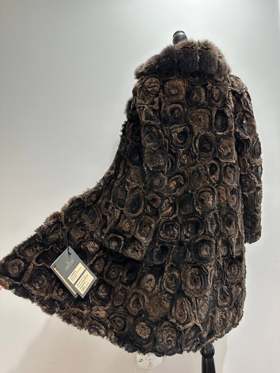 Karakul Fur Coat Natural dyed arctic FOX Collar size M 1201132 New Exclusive Design