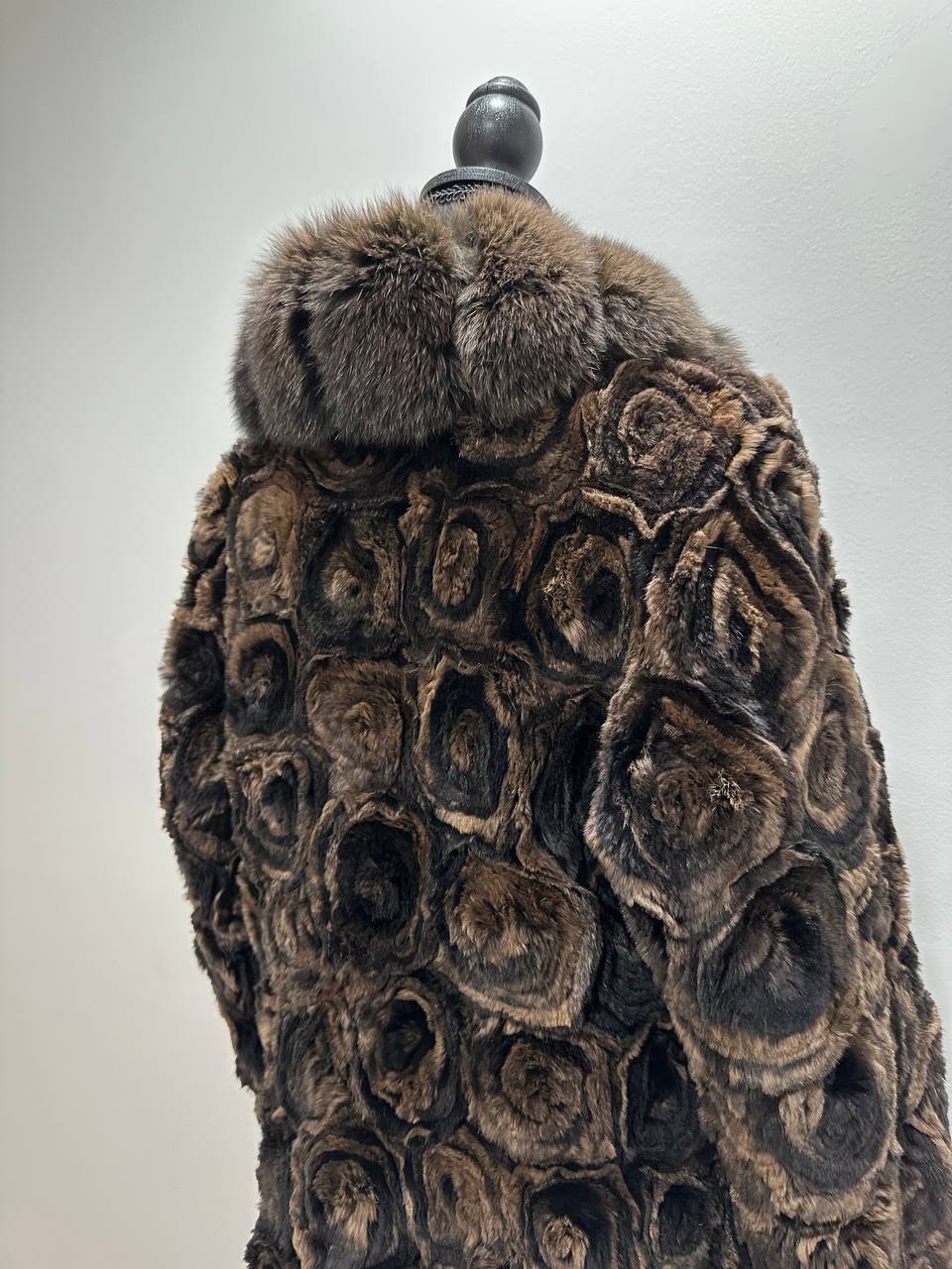 Karakul Fur Coat Natural dyed arctic FOX Collar size M 1201132 New Exclusive Design