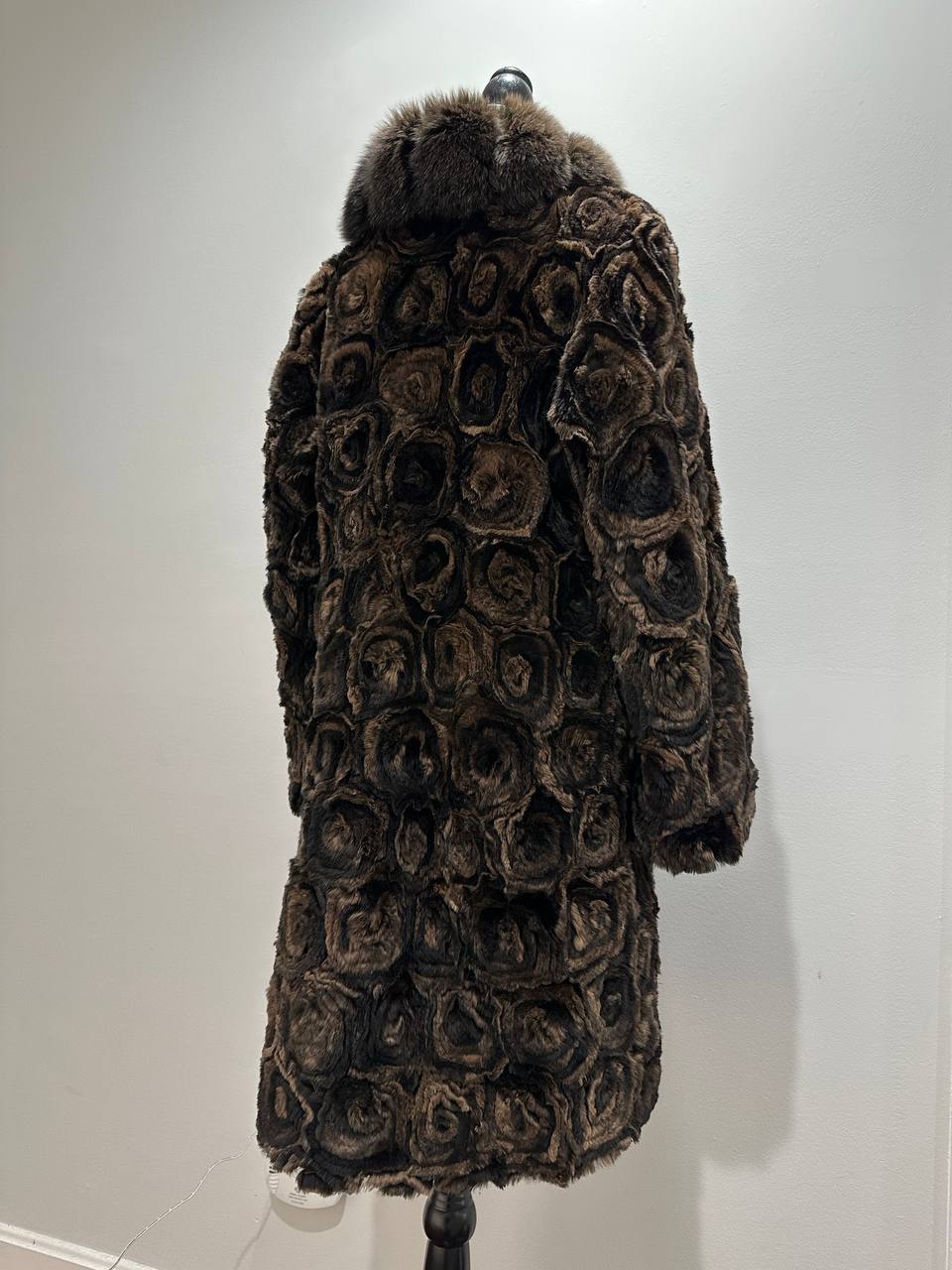 Karakul Fur Coat Natural dyed arctic FOX Collar size M 1201132 New Exclusive Design