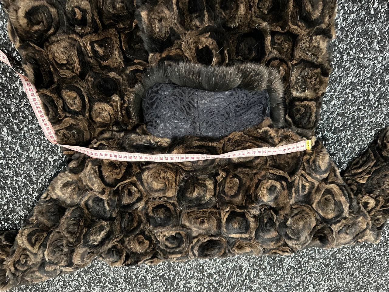 Karakul Fur Coat Natural dyed arctic FOX Collar size M 1201132 New Exclusive Design