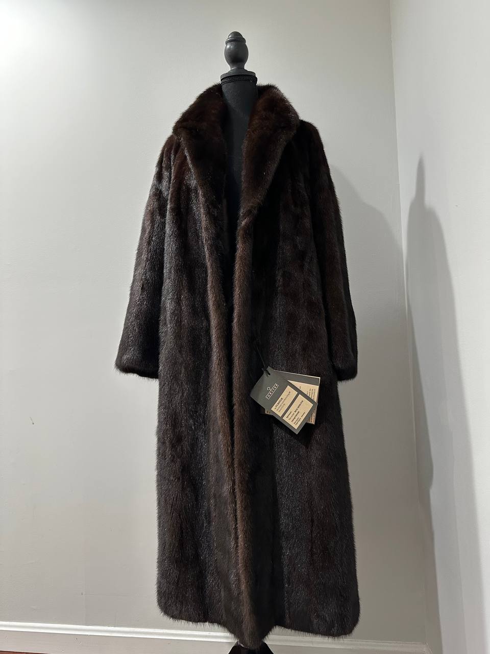 genuine real mink fur coat jacket 1109965 size XL new DARK BROWN color NEW 100%