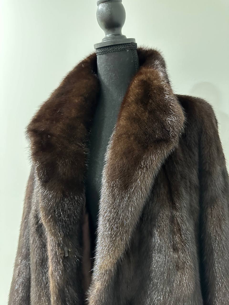 genuine real mink fur coat jacket 1109965 size XL new DARK BROWN color NEW 100%
