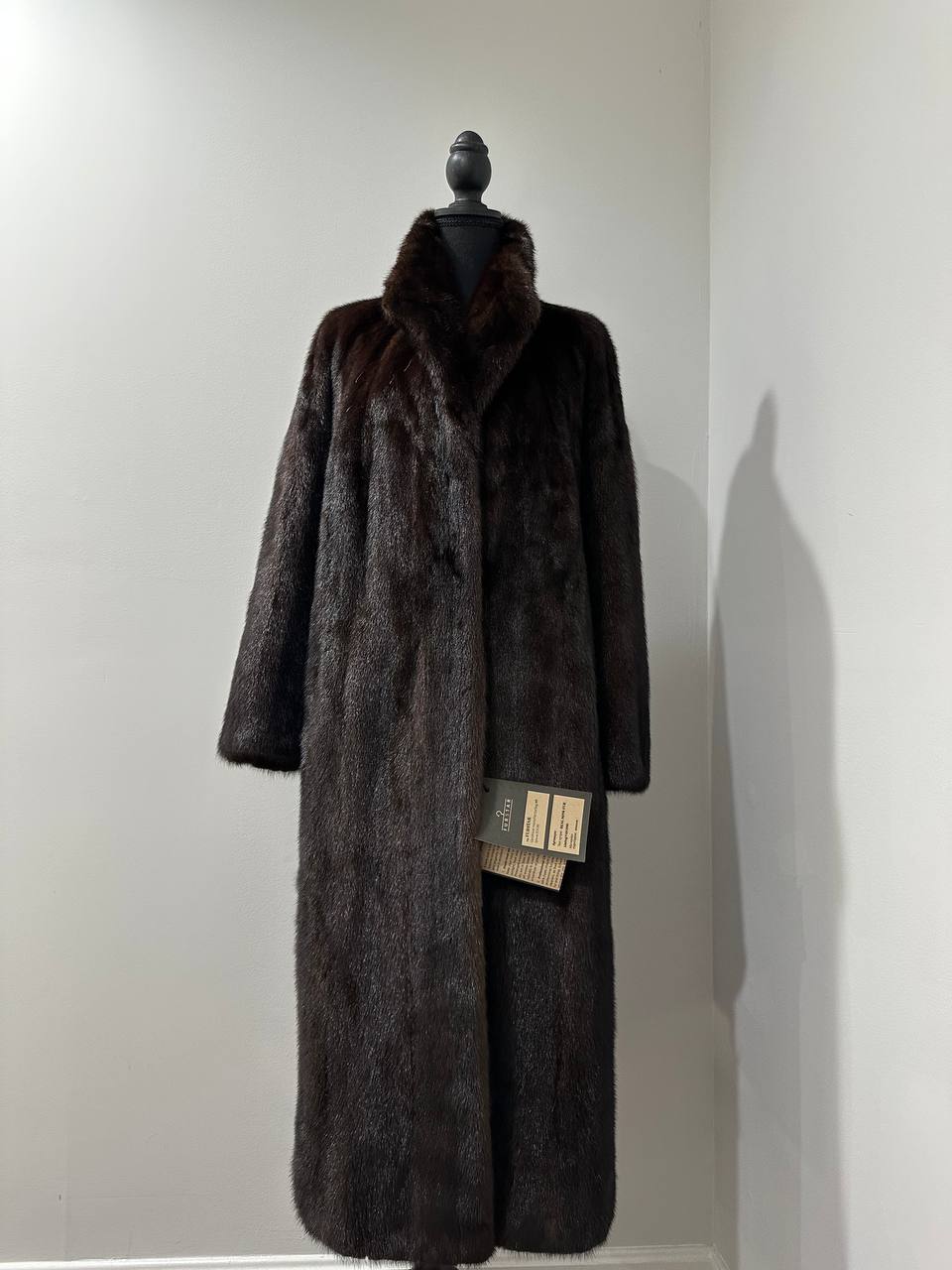 genuine real mink fur coat jacket 1109965 size XL new DARK BROWN color NEW 100%