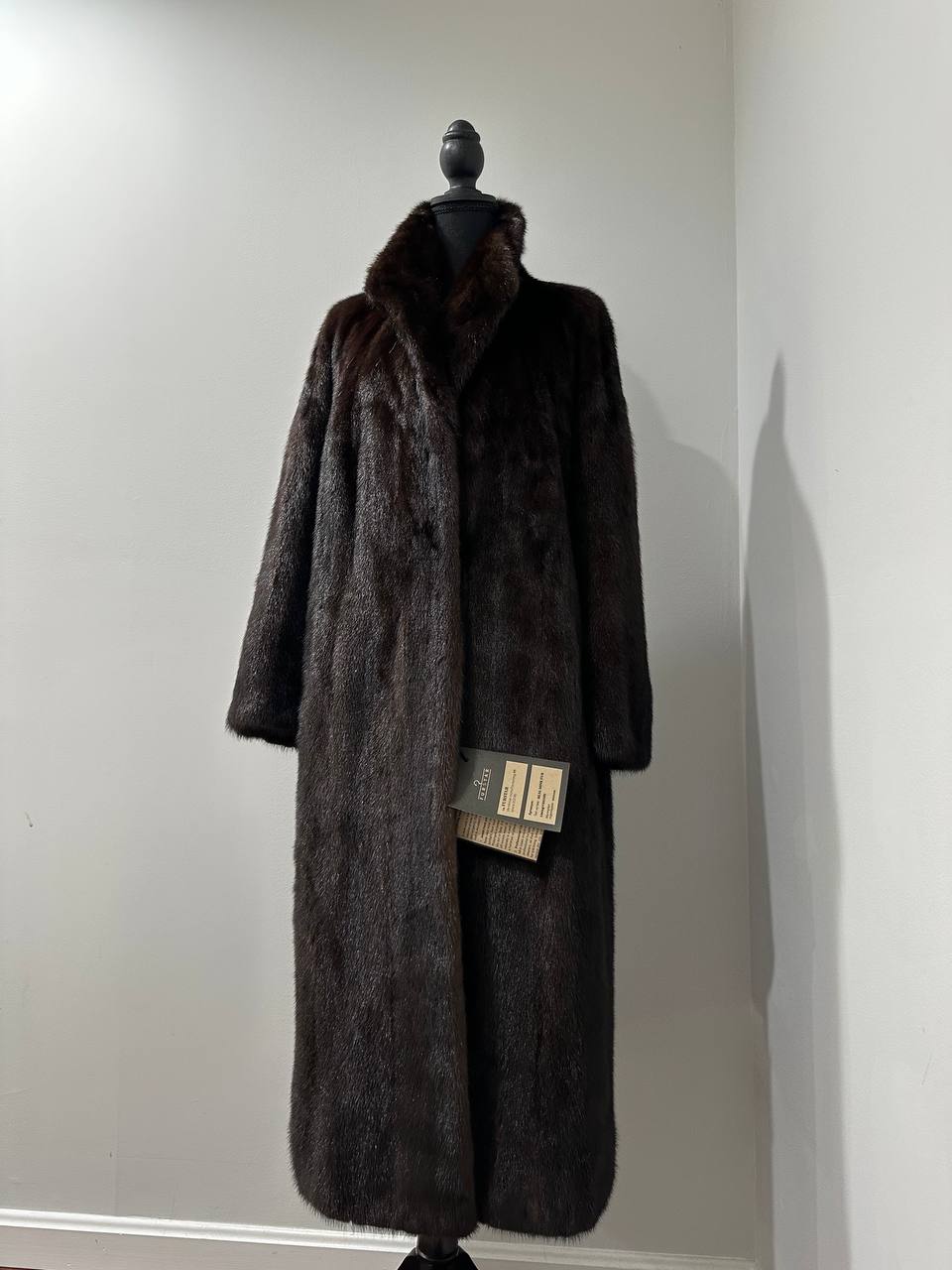 genuine real mink fur coat jacket 1109965 size XL new DARK BROWN color NEW 100%