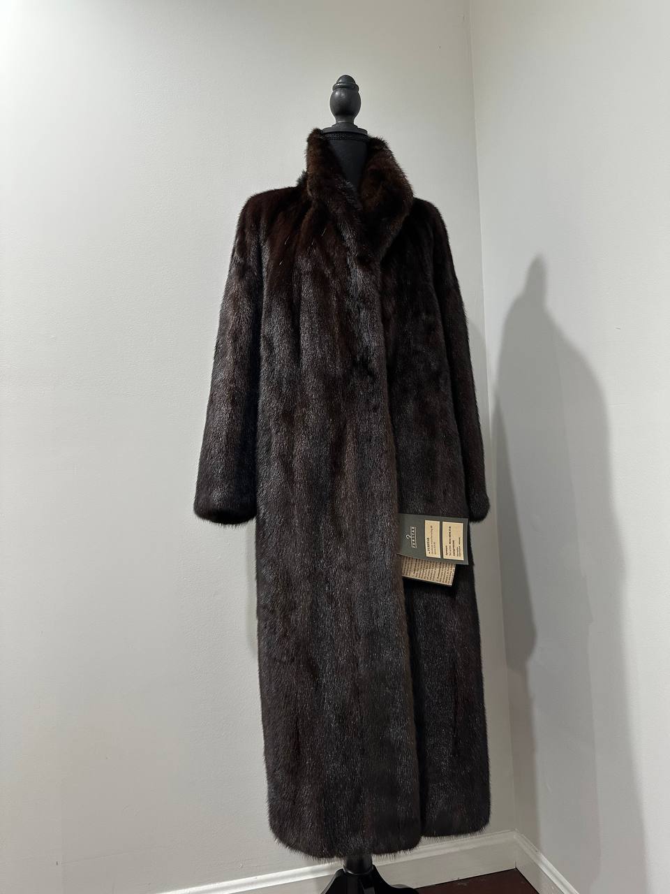 genuine real mink fur coat jacket 1109965 size XL new DARK BROWN color NEW 100%