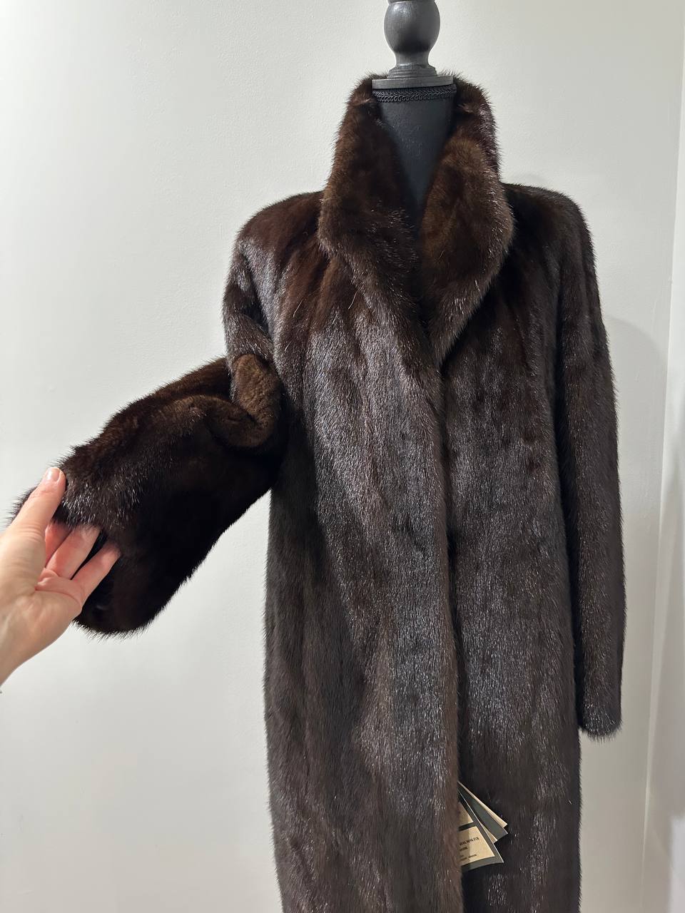 genuine real mink fur coat jacket 1109965 size XL new DARK BROWN color NEW 100%