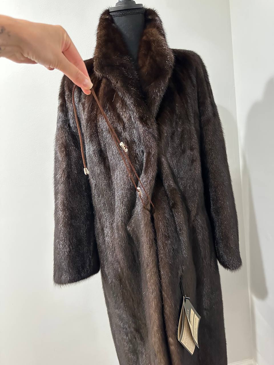 genuine real mink fur coat jacket 1109965 size XL new DARK BROWN color NEW 100%