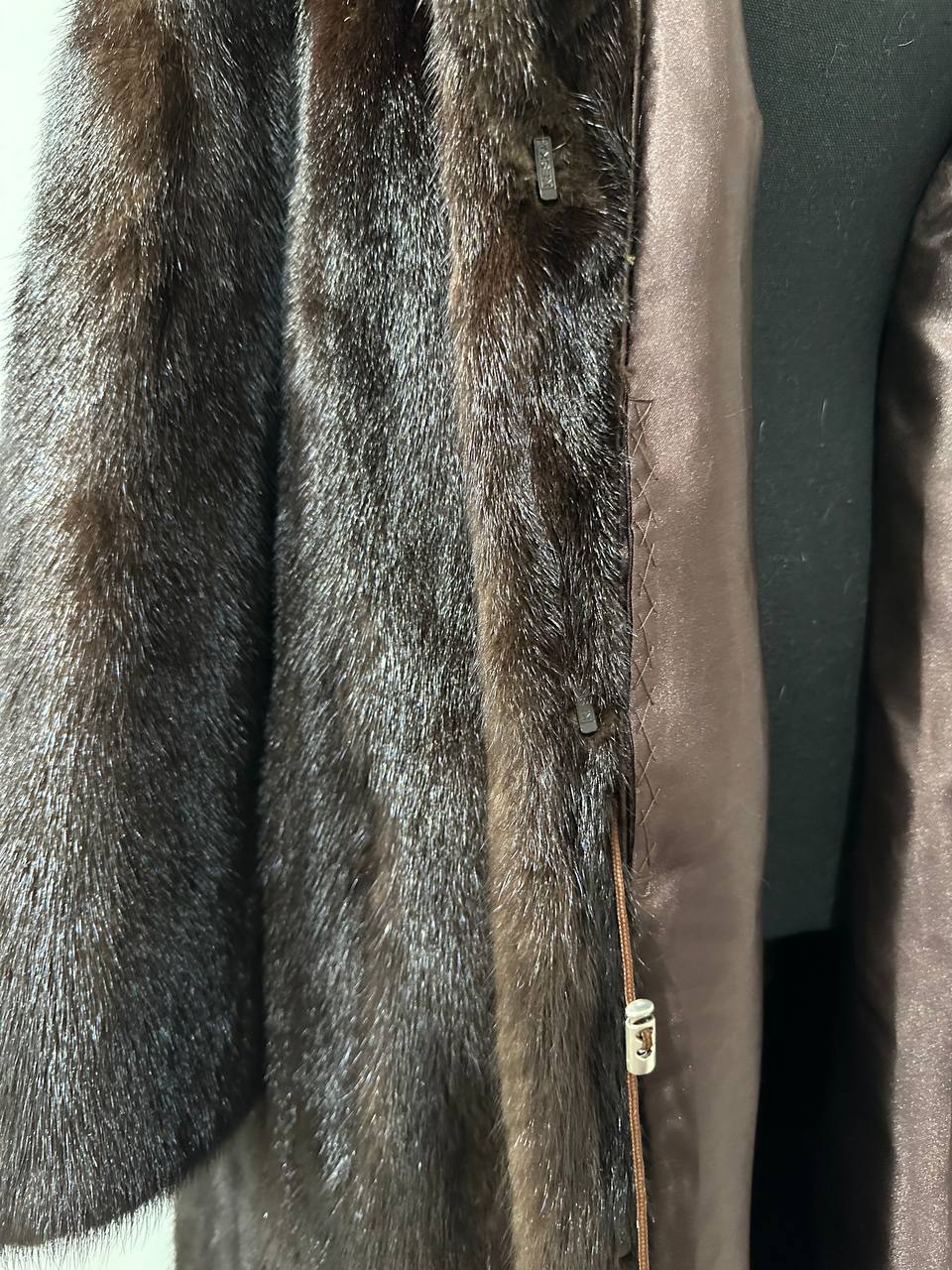 genuine real mink fur coat jacket 1109965 size XL new DARK BROWN color NEW 100%