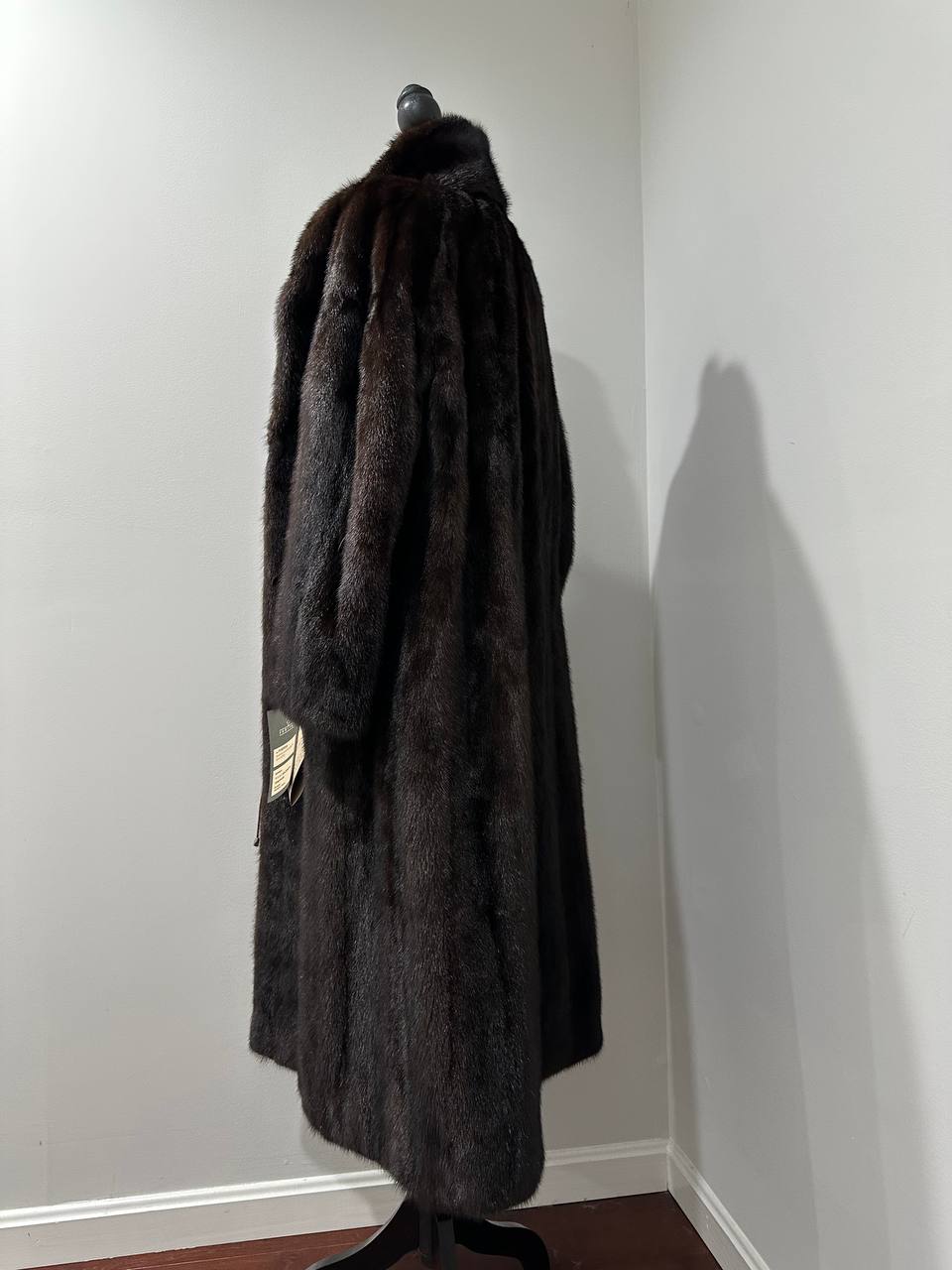 genuine real mink fur coat jacket 1109965 size XL new DARK BROWN color NEW 100%