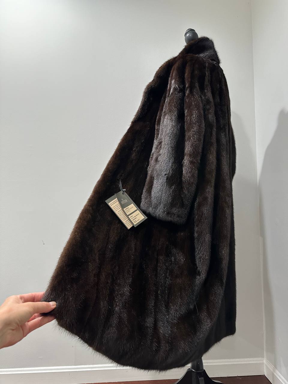 genuine real mink fur coat jacket 1109965 size XL new DARK BROWN color NEW 100%