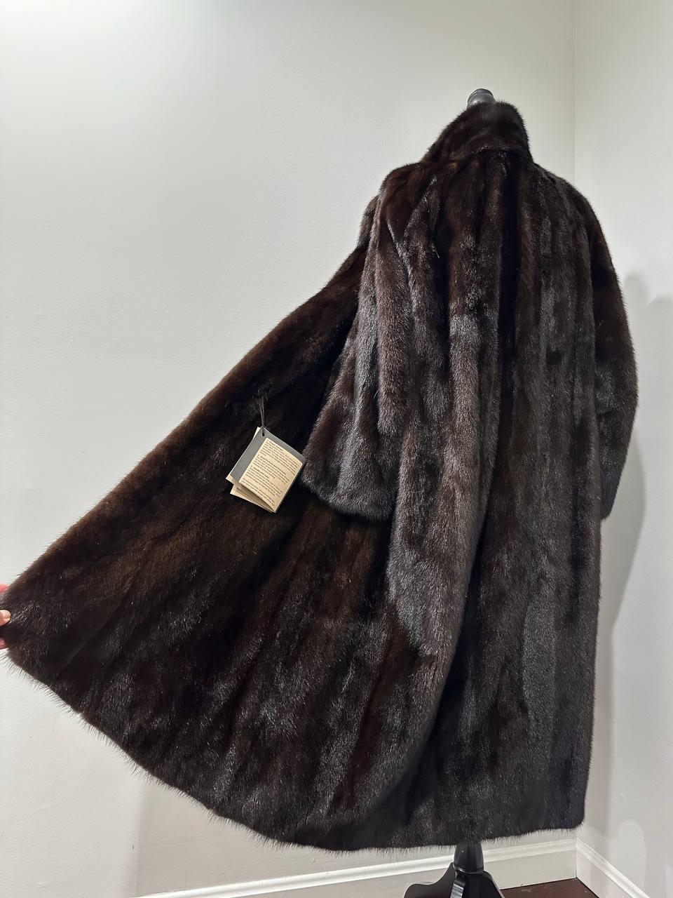 genuine real mink fur coat jacket 1109965 size XL new DARK BROWN color NEW 100%
