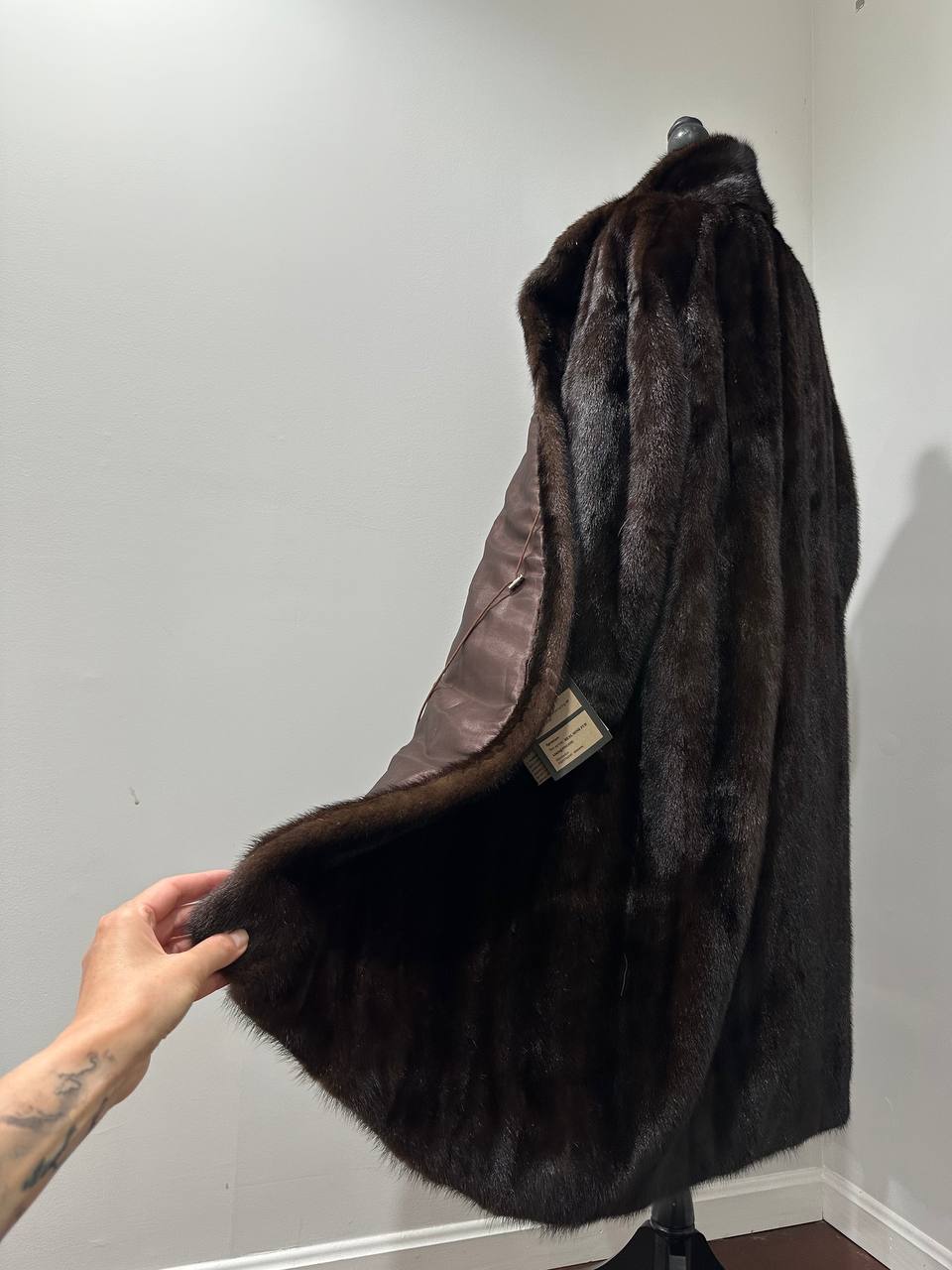 genuine real mink fur coat jacket 1109965 size XL new DARK BROWN color NEW 100%