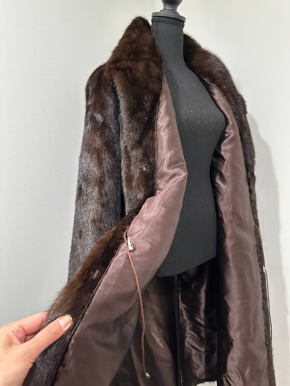 genuine real mink fur coat jacket 1109965 size XL new DARK BROWN color NEW 100%