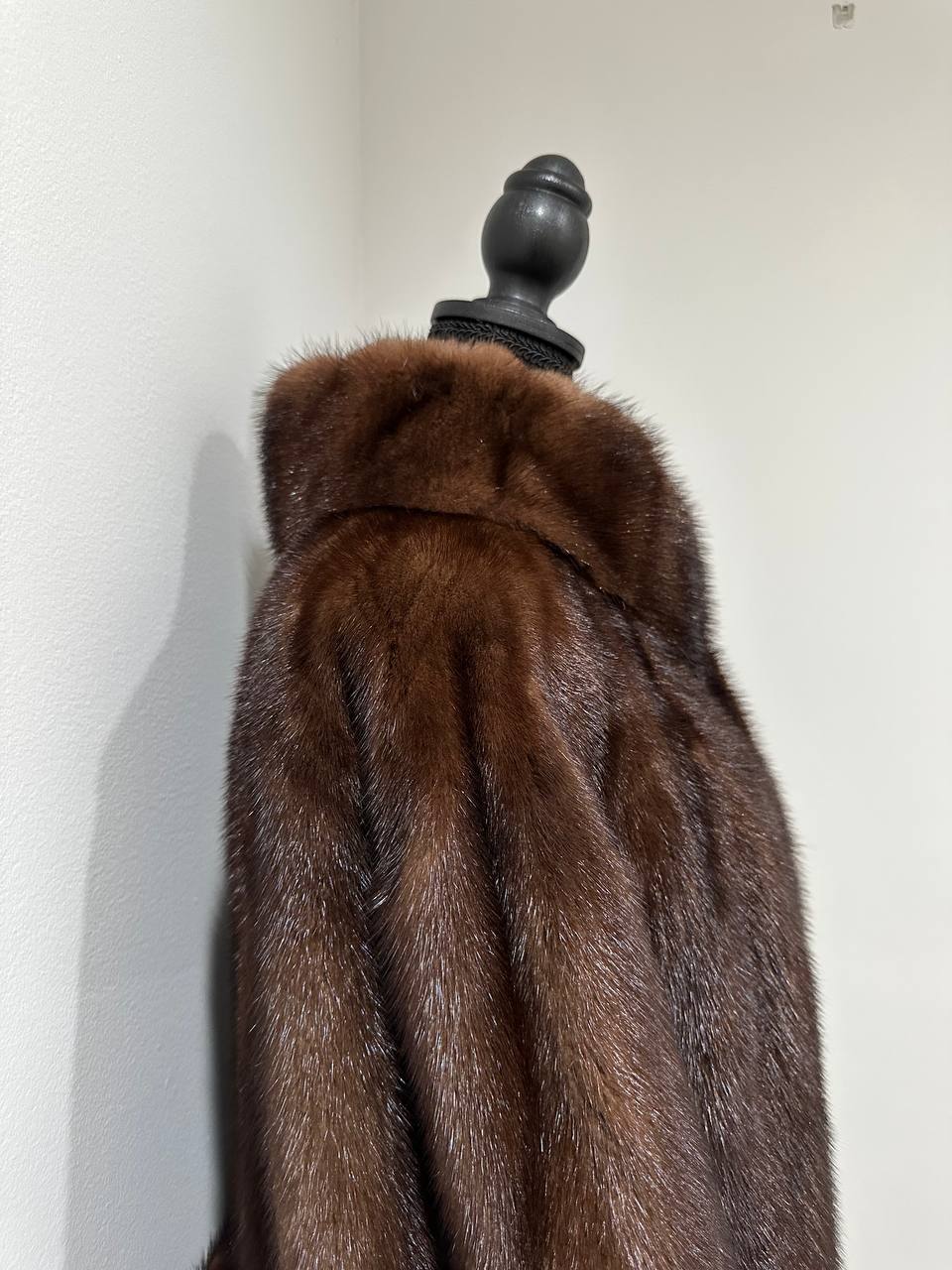 Genuine REAL Mink Fur coat BROWN jacket size L 1201041 LONG sleeve NEW BELTED