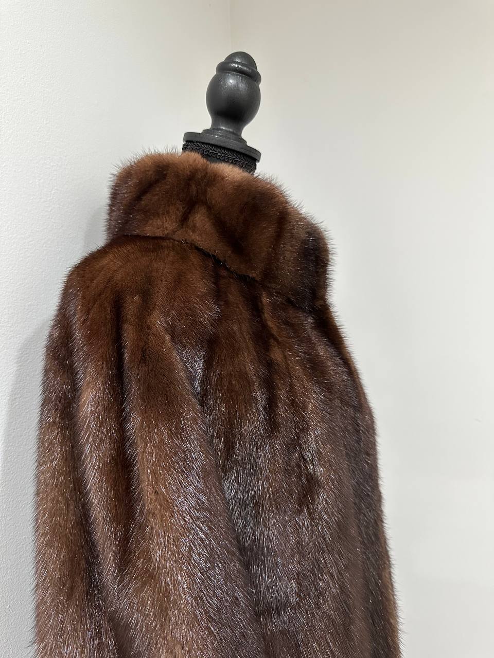 Genuine REAL Mink Fur coat BROWN jacket size L 1201041 LONG sleeve NEW BELTED