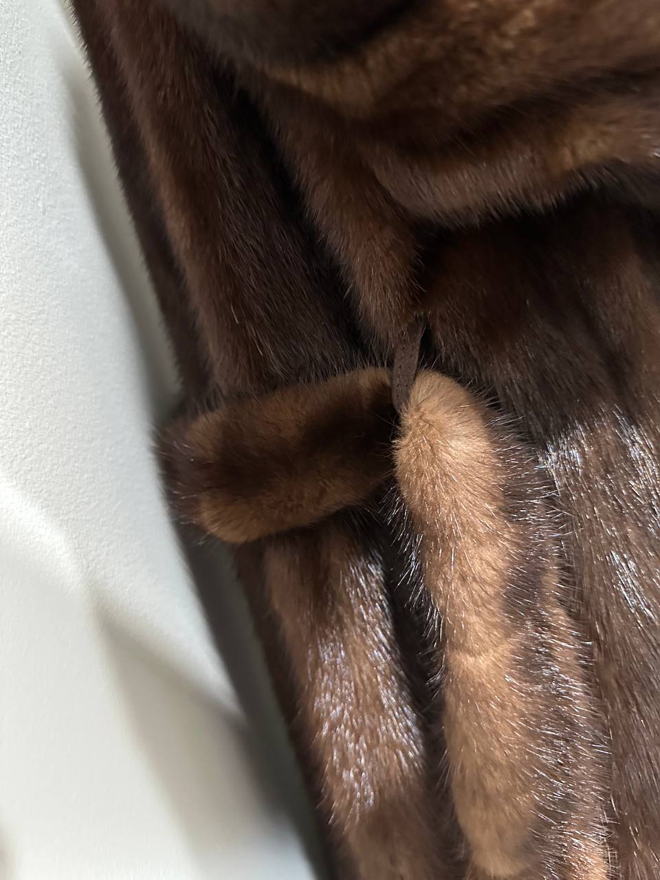 Genuine REAL Mink Fur coat BROWN jacket size L 1201041 LONG sleeve NEW BELTED
