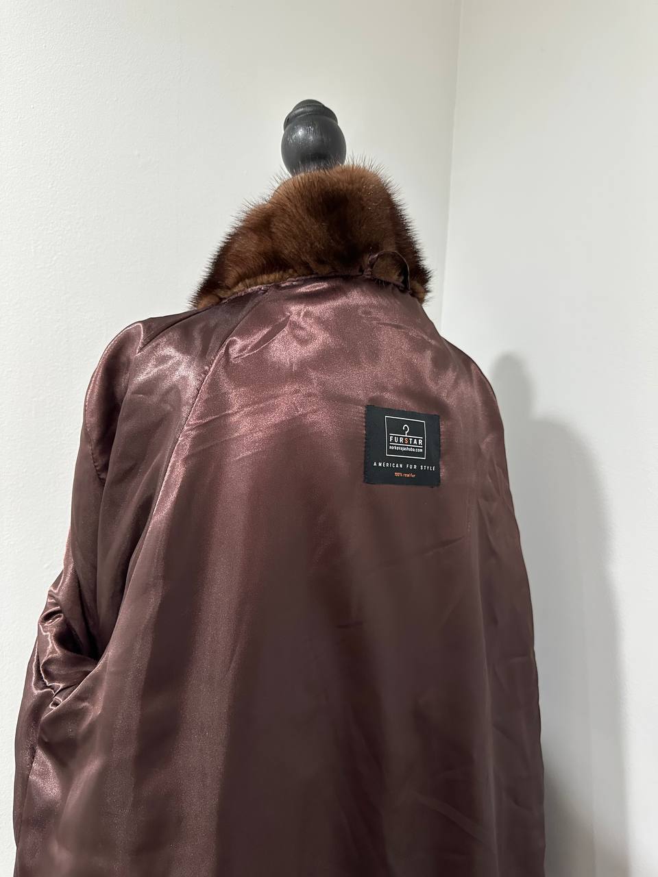 Genuine REAL Mink Fur coat BROWN jacket size L 1201041 LONG sleeve NEW BELTED