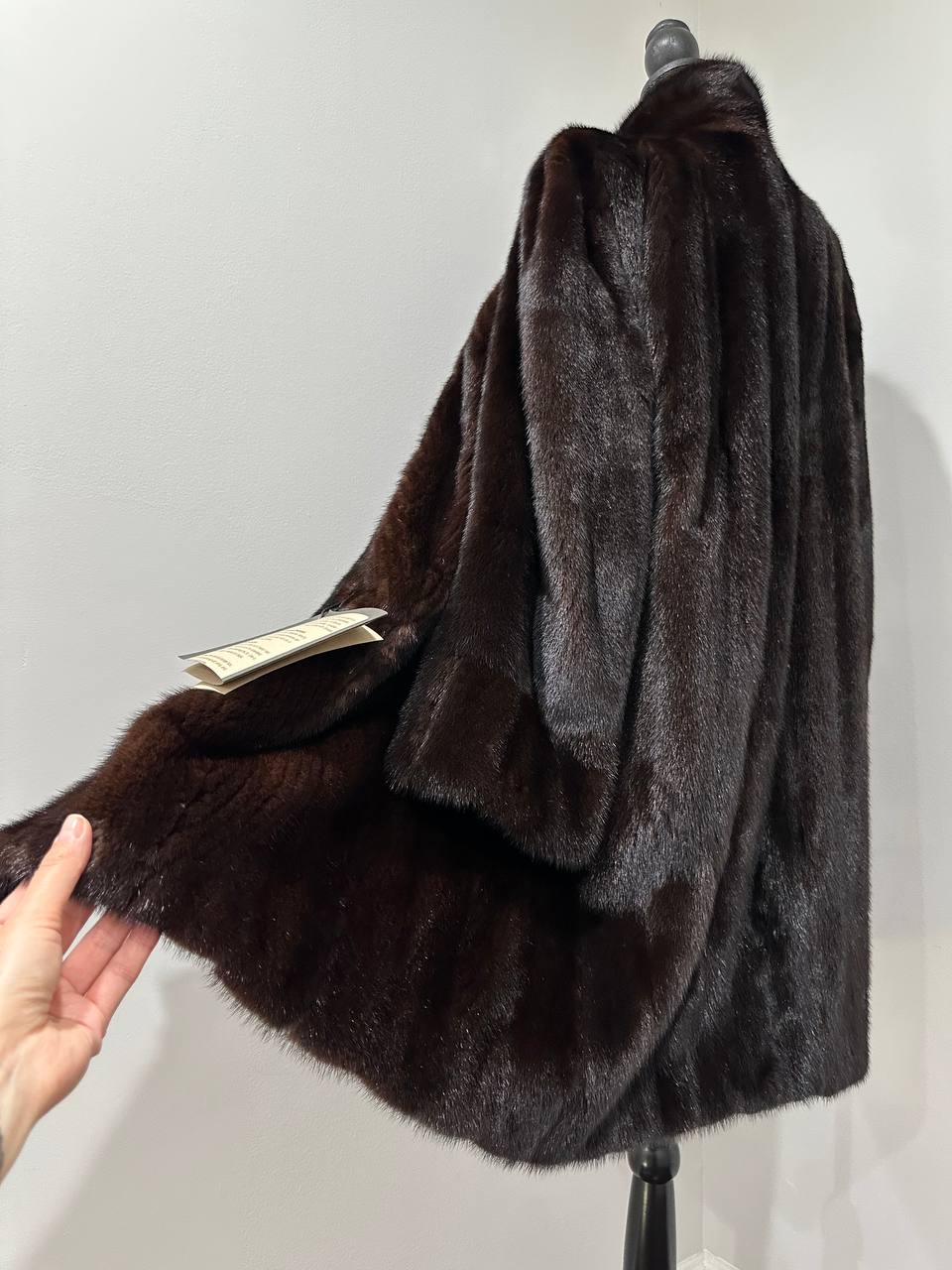 genuine real mink fur coat jacket 1201015 size XL new dark brown color