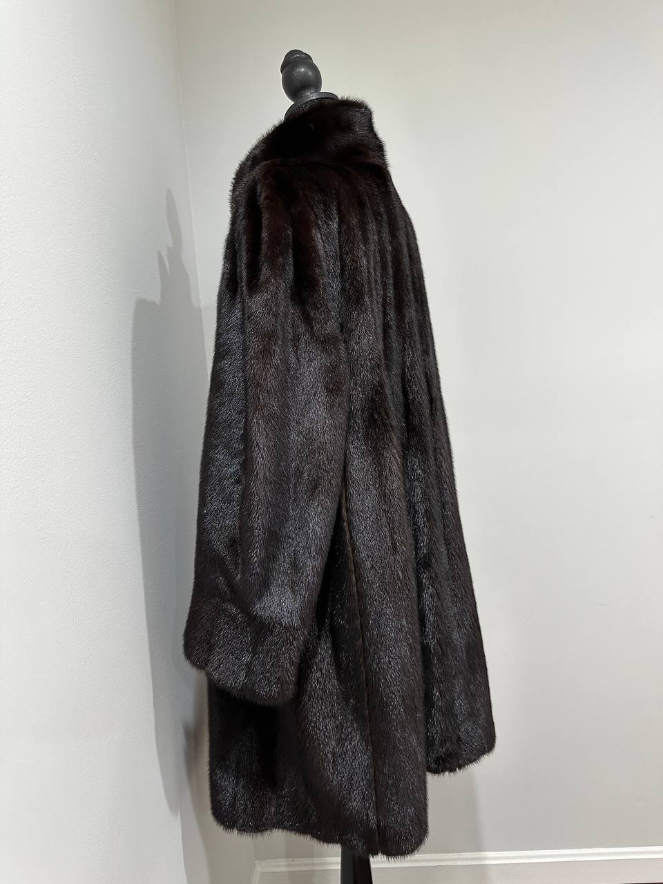 genuine real mink fur coat jacket 1201015 size XL new dark brown color