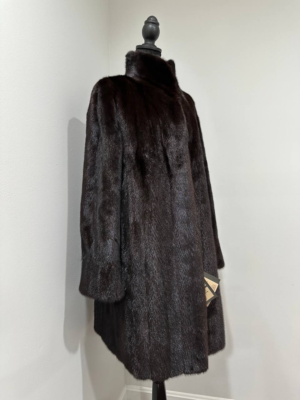 genuine real mink fur coat jacket 1201015 size XL new dark brown color
