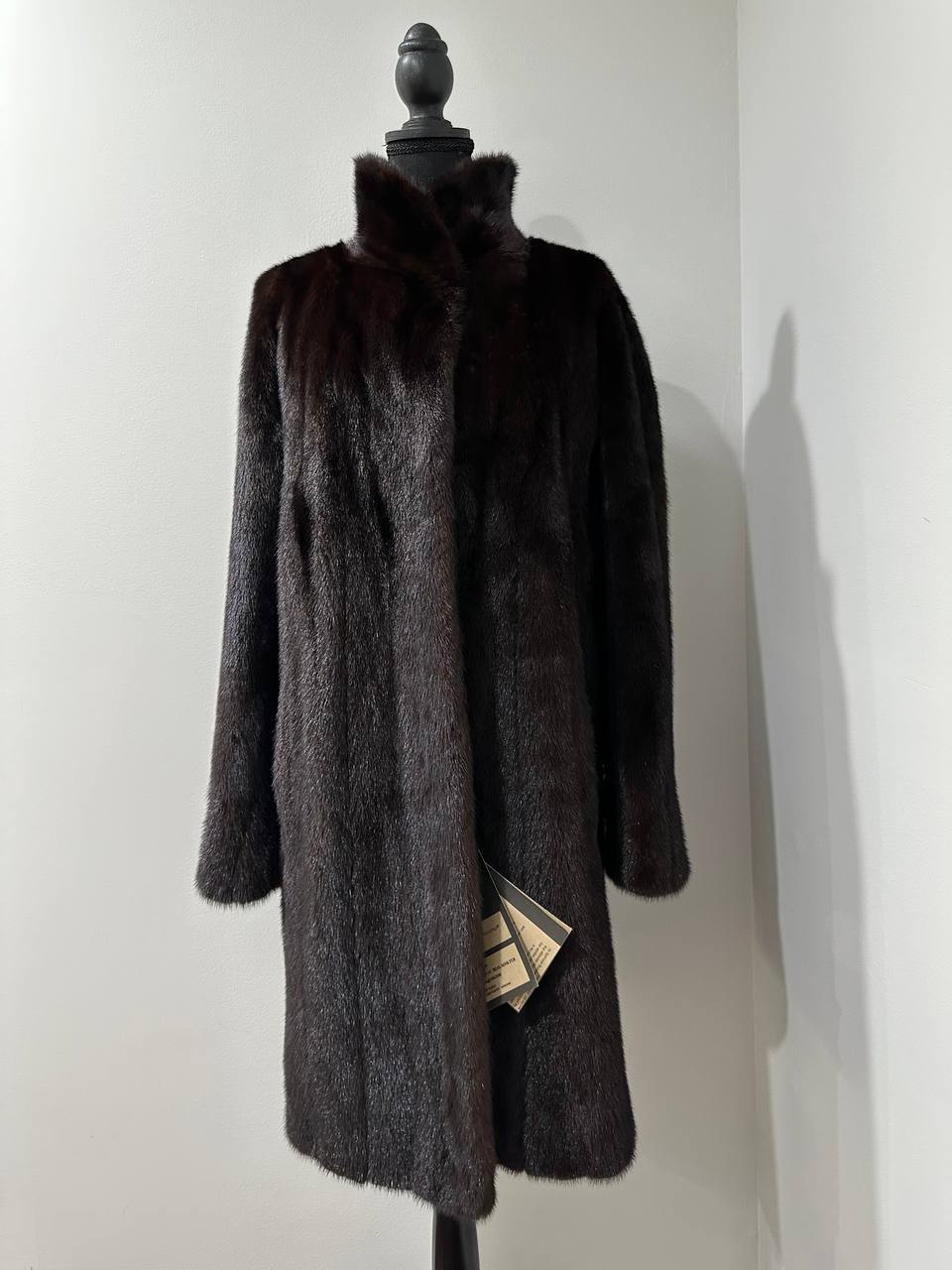 genuine real mink fur coat jacket 1201015 size XL new dark brown color