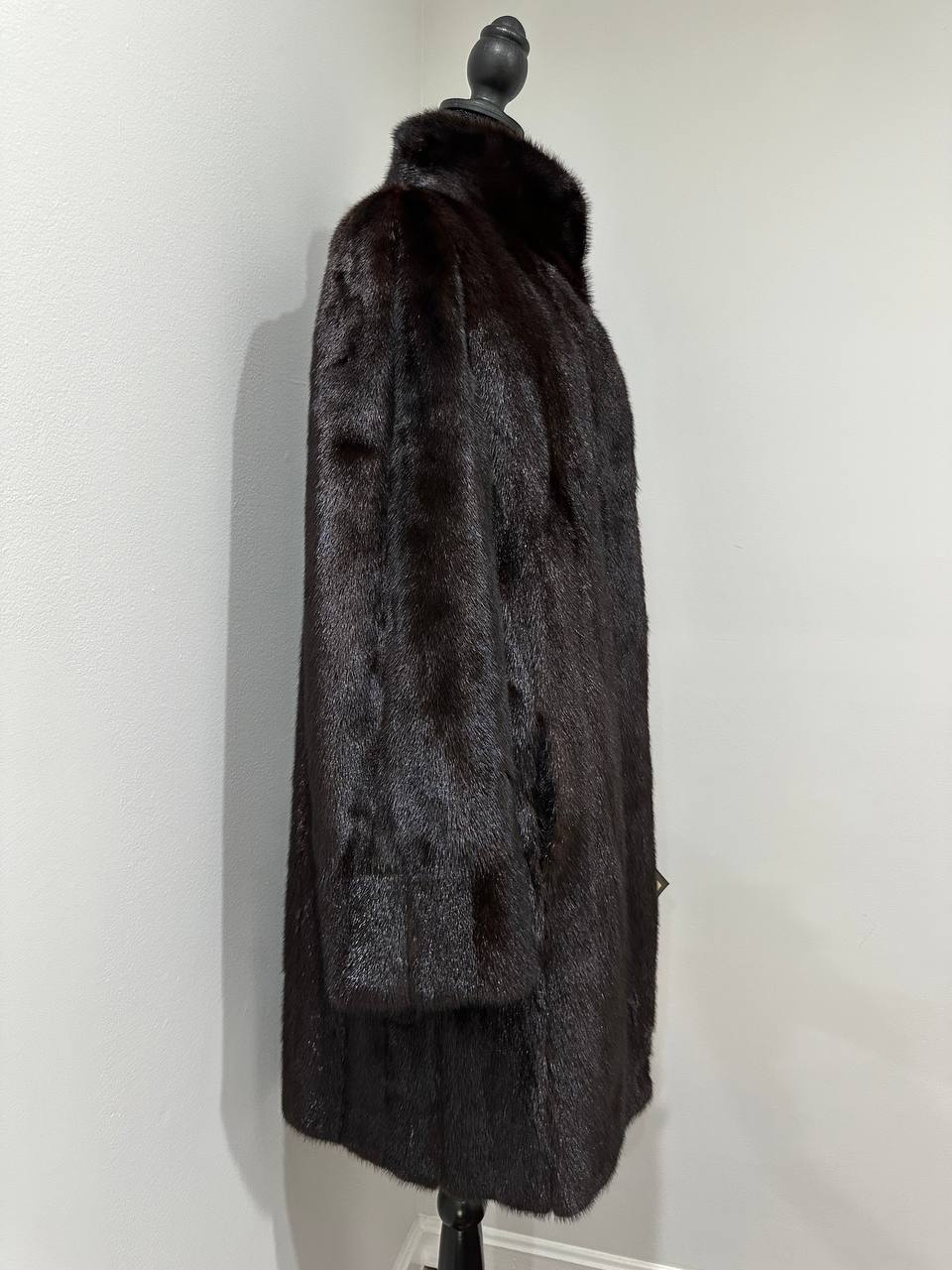 genuine real mink fur coat jacket 1201015 size XL new dark brown color
