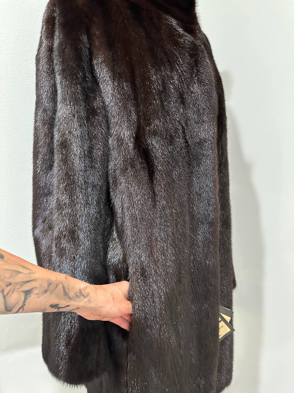 genuine real mink fur coat jacket 1201015 size XL new dark brown color
