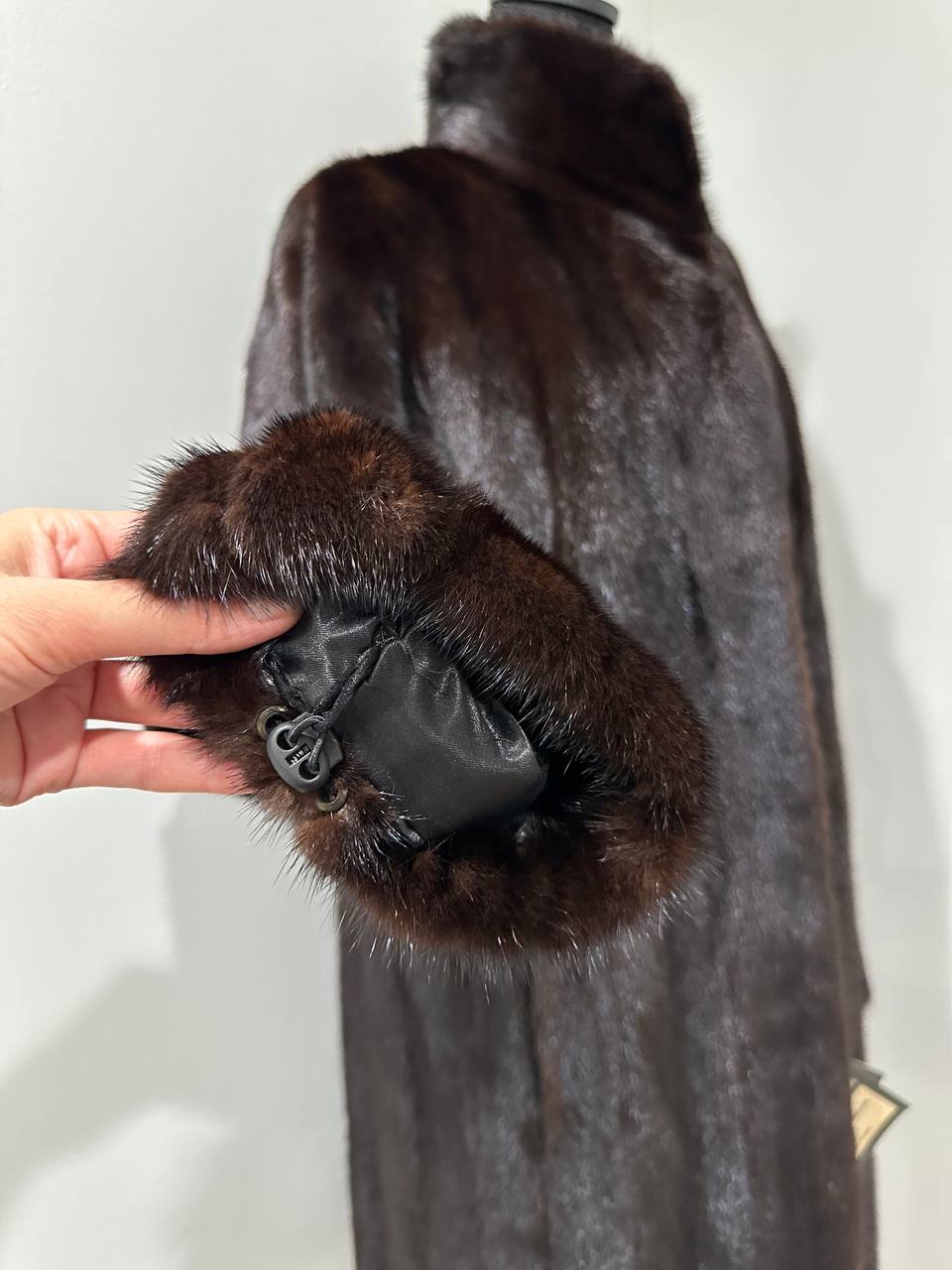 genuine real mink fur coat jacket 1201015 size XL new dark brown color