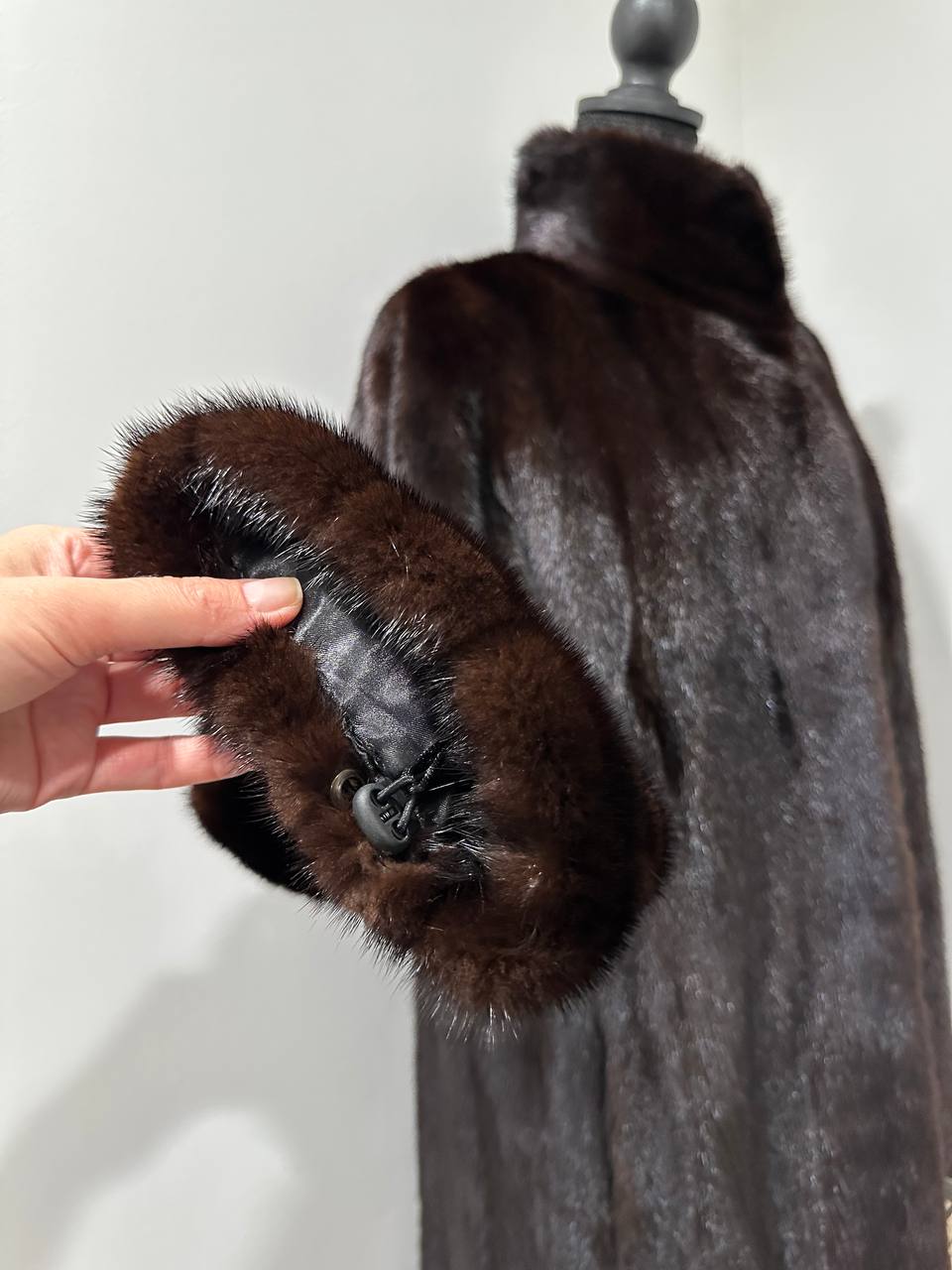 genuine real mink fur coat jacket 1201015 size XL new dark brown color