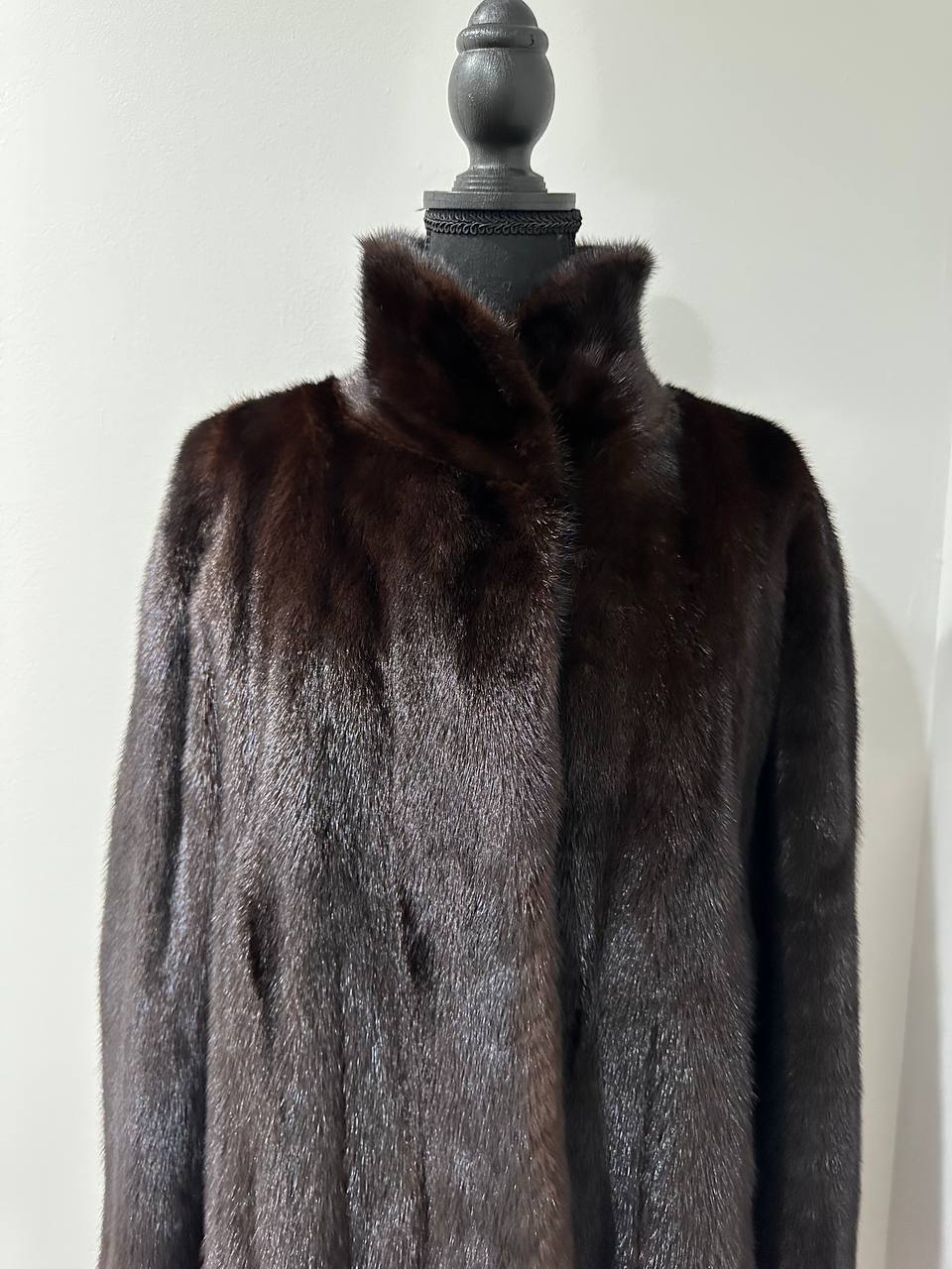 genuine real mink fur coat jacket 1201015 size XL new dark brown color